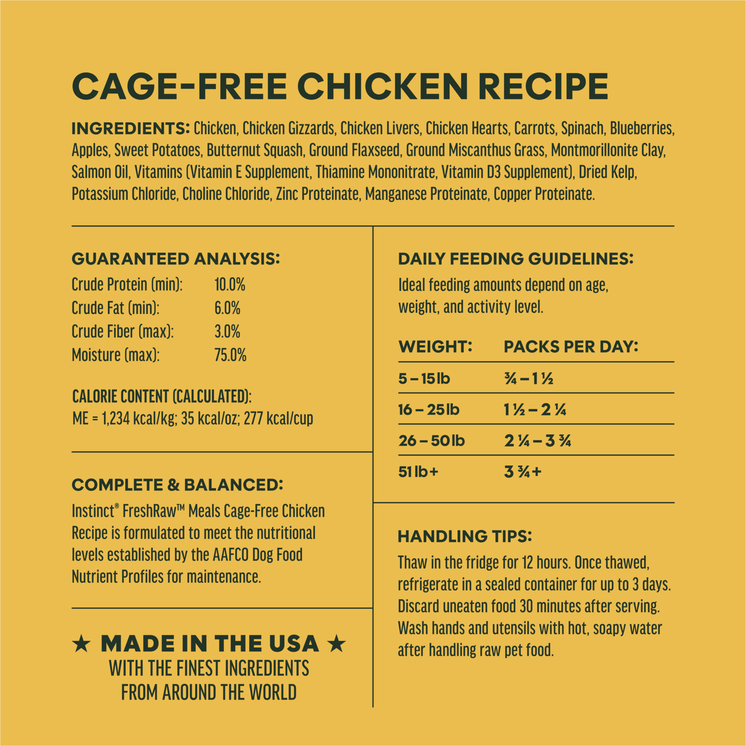 Instinct Freshraw Meals Cage-Free Chicken Recipe Frozen Dog Food, 8-Ounce Pack