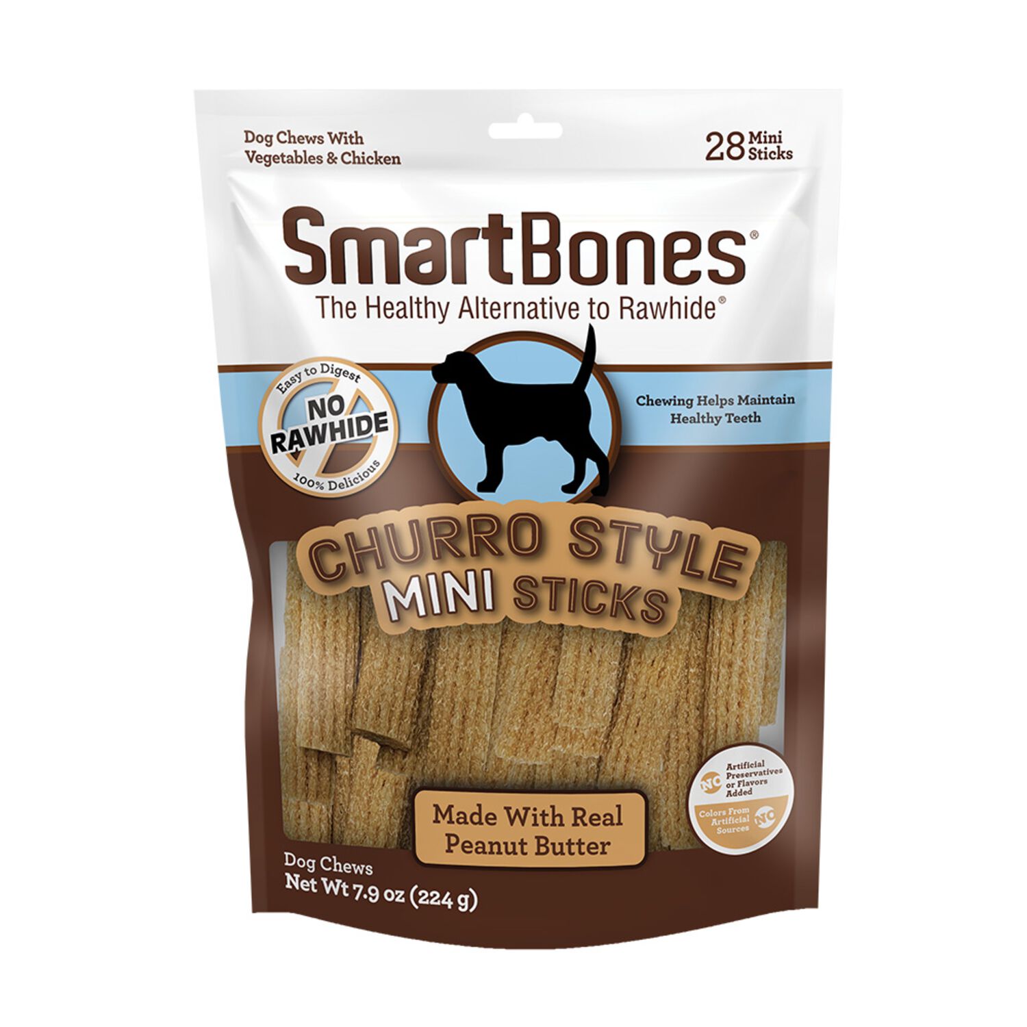 Smartbones Churro Rawhide Alternative Dog Treats, Peanut Butter