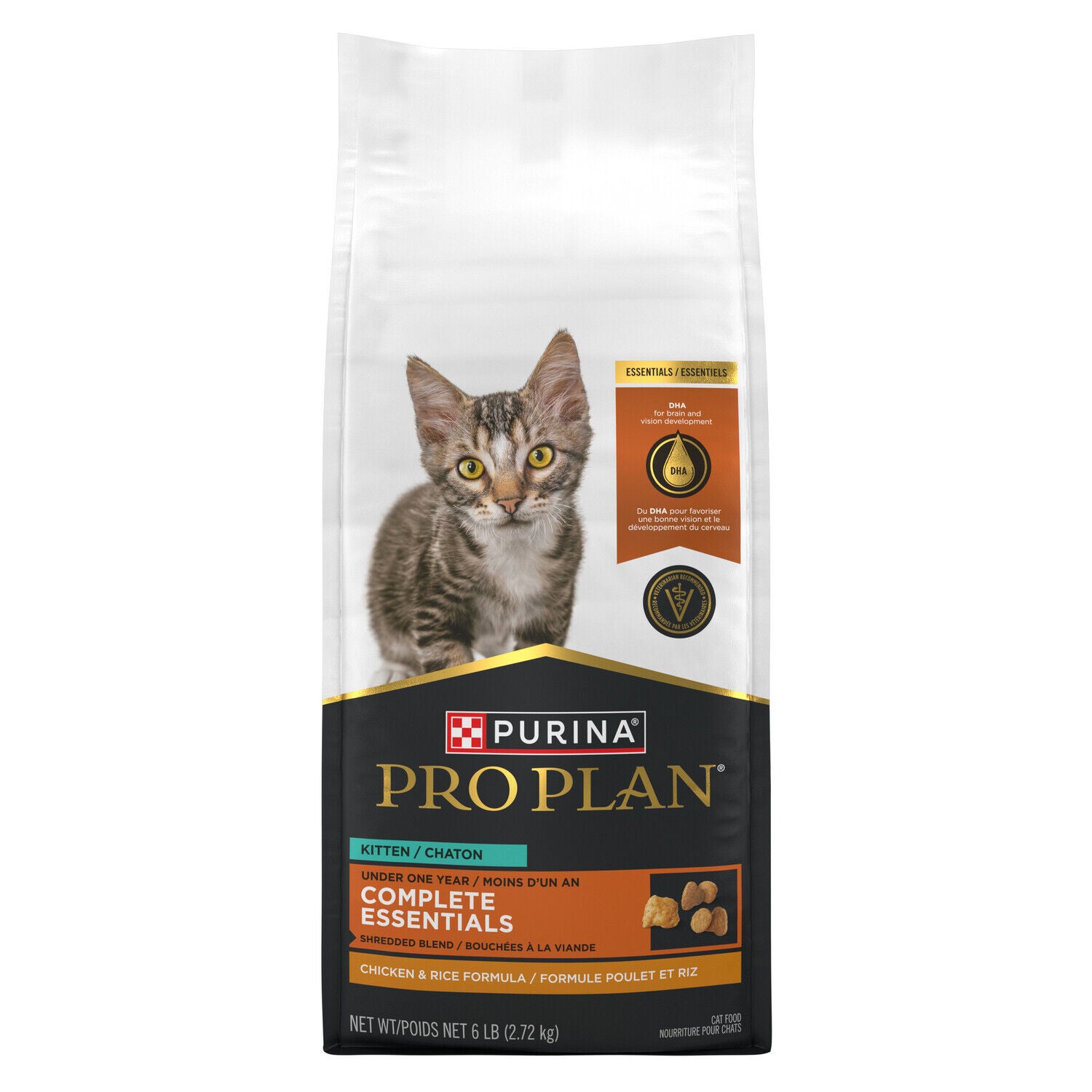 Purina Pro Plan Kitten Dry Food Complete Essentials Shredded Blend Chicken And Rice Formula, 6 Lb. Bag