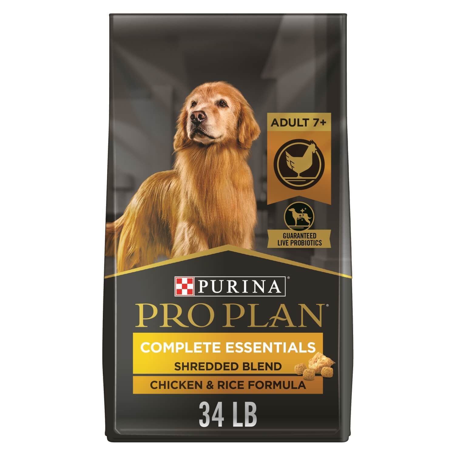 Purina Pro Plan Senior 7+ Shredded Blend Chicken & Rice Formula With Probiotics Dry Dog Food