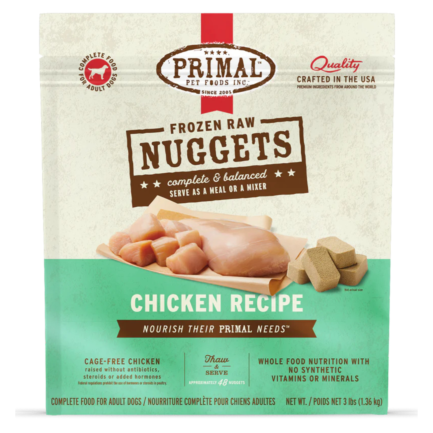 Primal Raw Nuggets Frozen Dog Food, Chicken Recipe