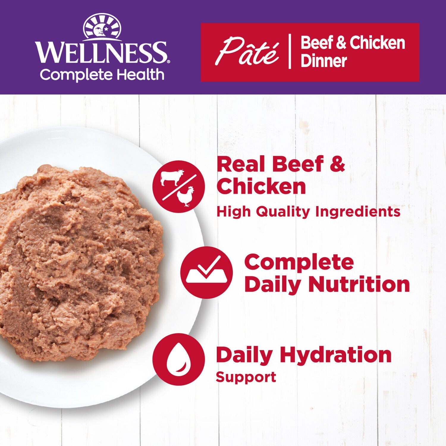 Wellness Complete Health Pate Adult Wet Cat Food, Natural, Protein-Rich, Grain Free, 5.5 Ounce, Beef & Chicken