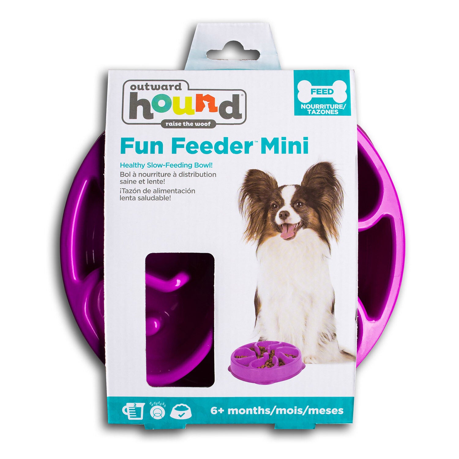 Outward Hound Slo-Bowl Slow Feeding Bowl Mini Flower, Purple