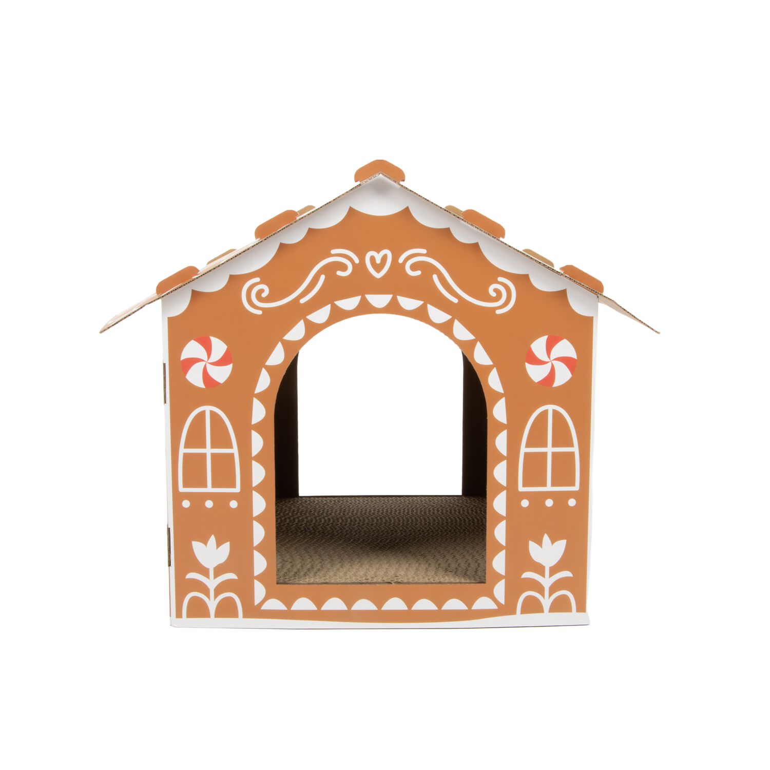 Aristopet Holiday Tan Gingerbread Cat Scratcher House, 15"