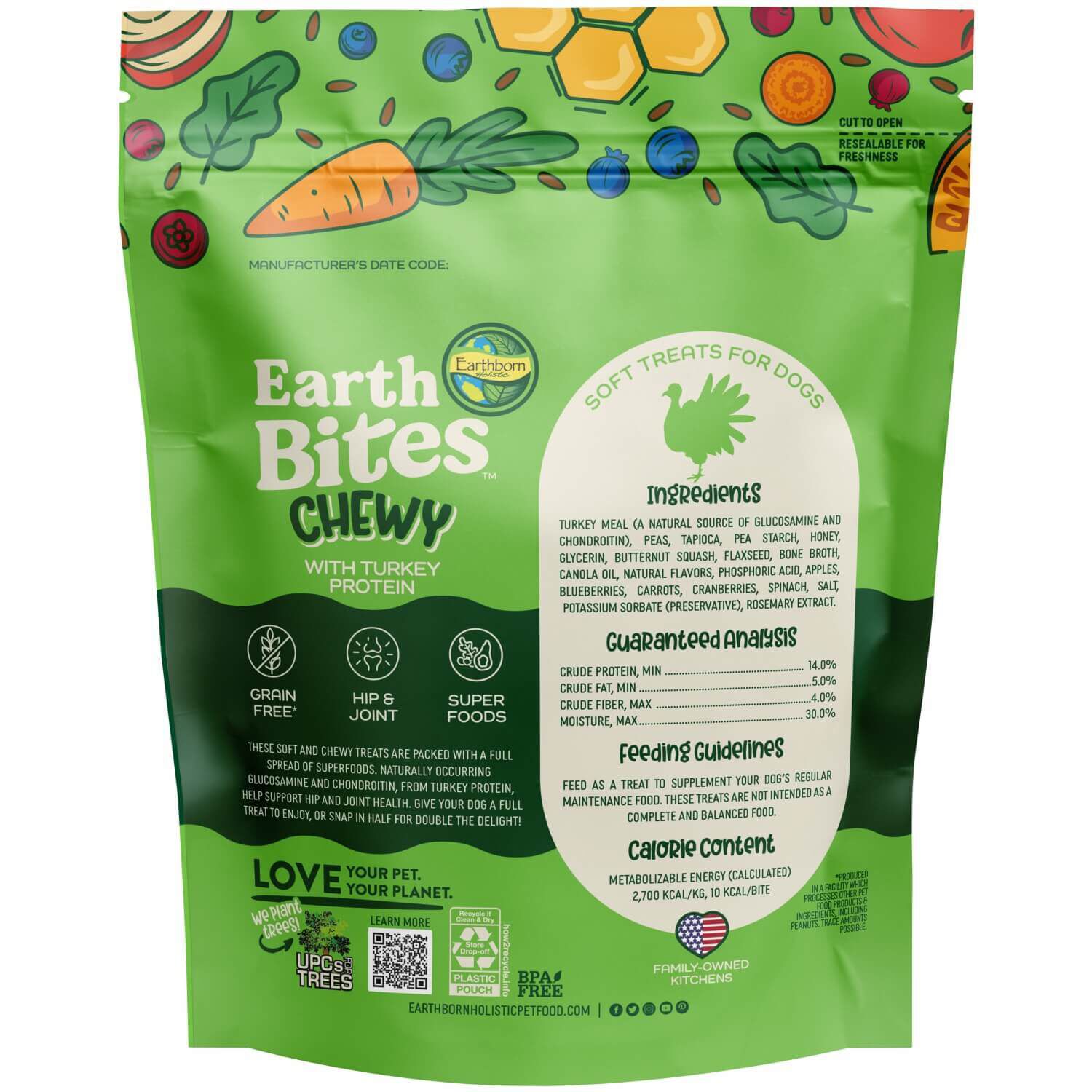 Earthborn Holistic Earthbites Chewy Soft Dog Treats With Turkey Protein, 7-Oz Can