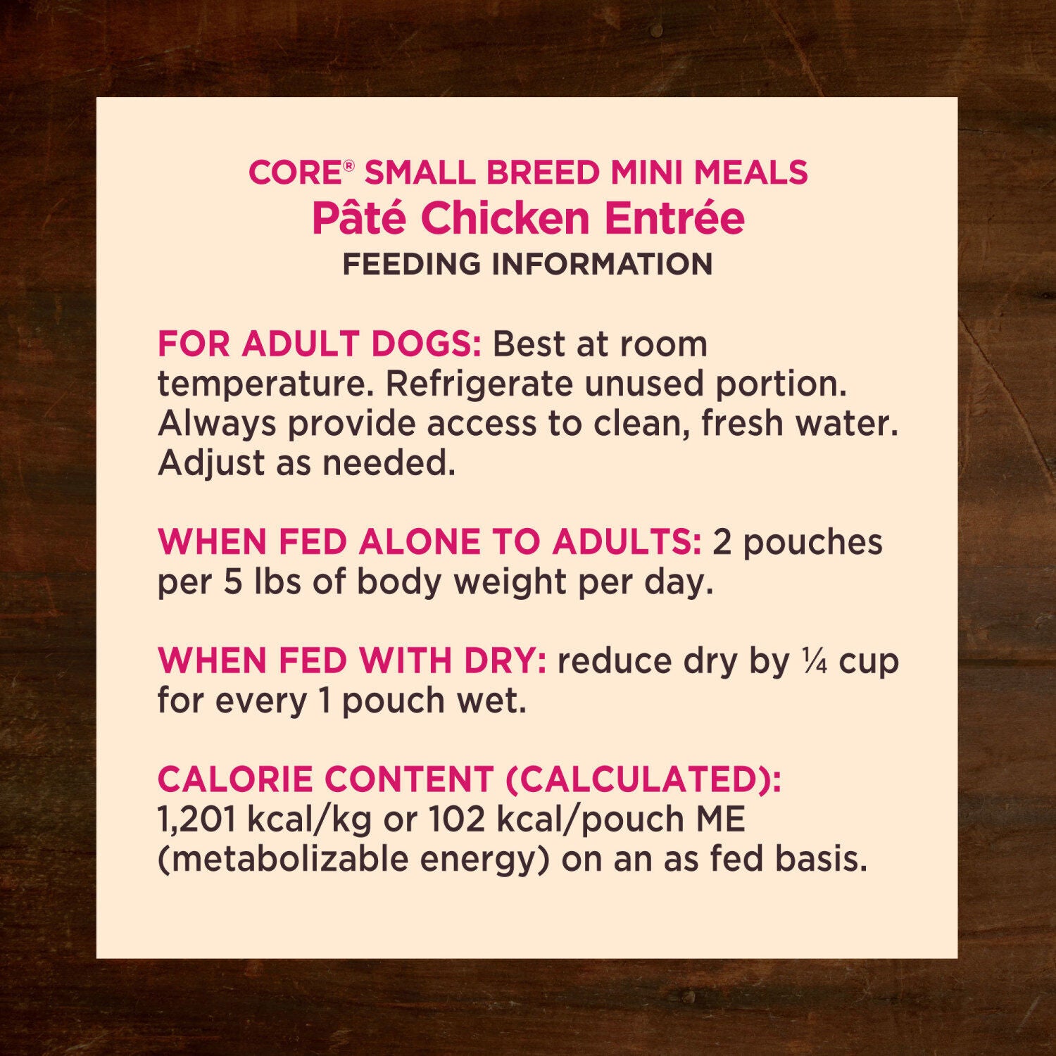 Wellness Core Natural Grain Free Small Breed Mini Meals Wet Dog Food, Pat&eacute; Chicken Entr&eacute;e, 3-Ounce Pouch