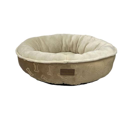 Embossed Bone Round Bed 18” Taupe
