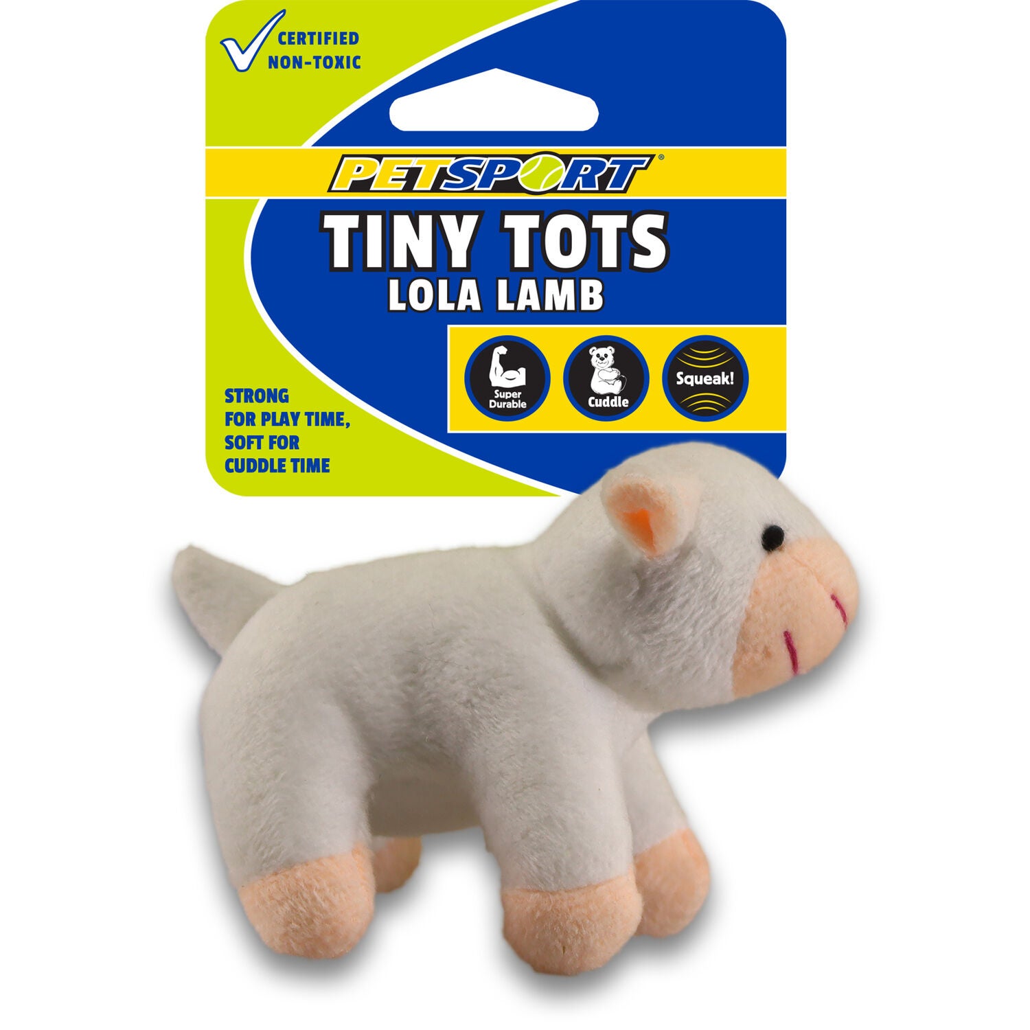 Petsport Tiny Tots Barn Buddy Plush Dog Toy, Lola Lamb - 3"