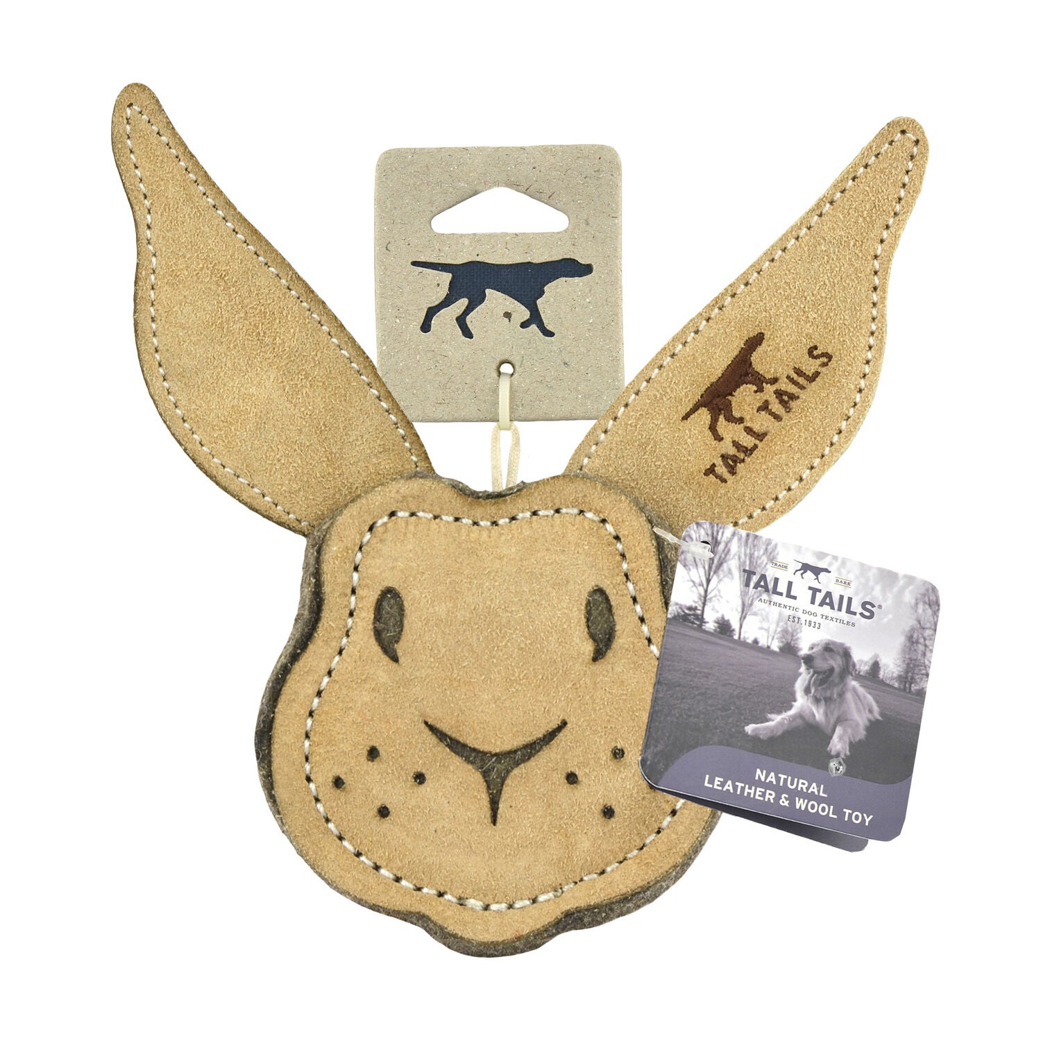 Tall Tails Scrappy Rabbit Durable Leather Dog Toy, 4"