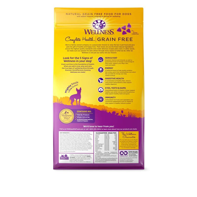 Wellness Complete Health Natural Grain Free Dry Small Breed Dog Food, Turkey, Chicken & Salmon image number 2