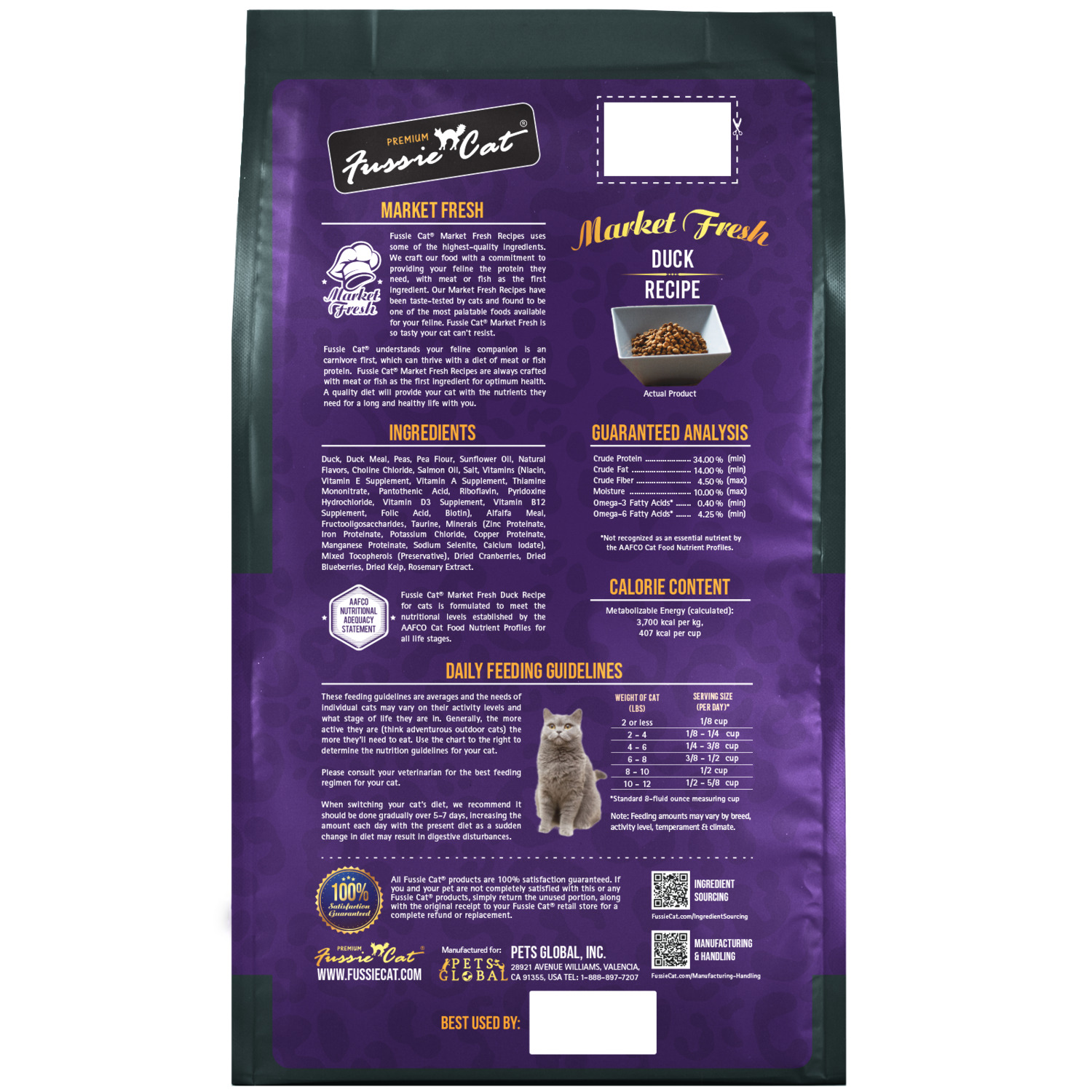 Fussie Cat Market Fresh Duck Recipe Grain-Free Dry Cat Food, 3.5Lb