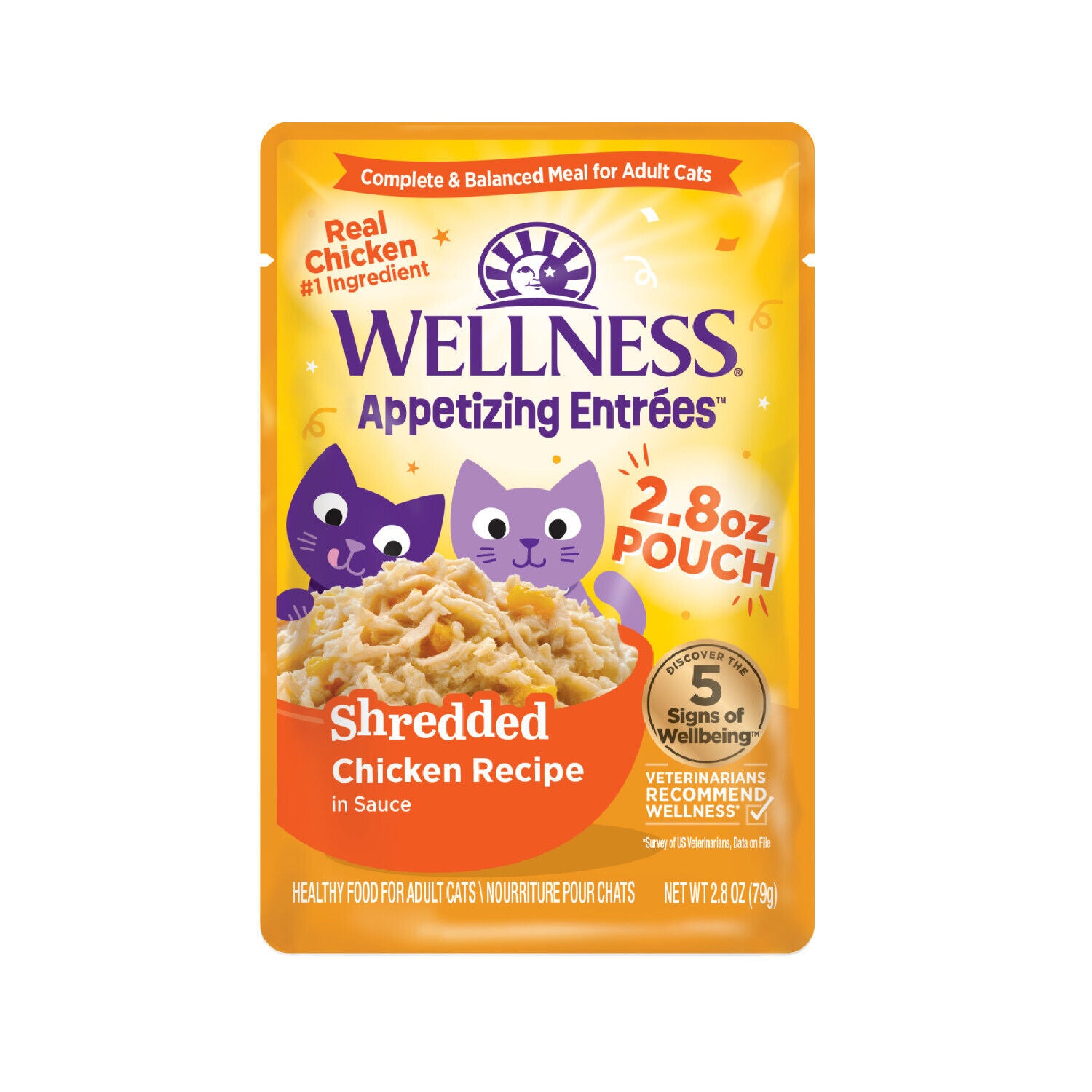 Wellness Appetizing Entr&eacute;es Shredded Adult Wet Cat Food Chicken Recipe, Natural, Protein-Rich, Grain Free, 1.4 Ounce Pouch