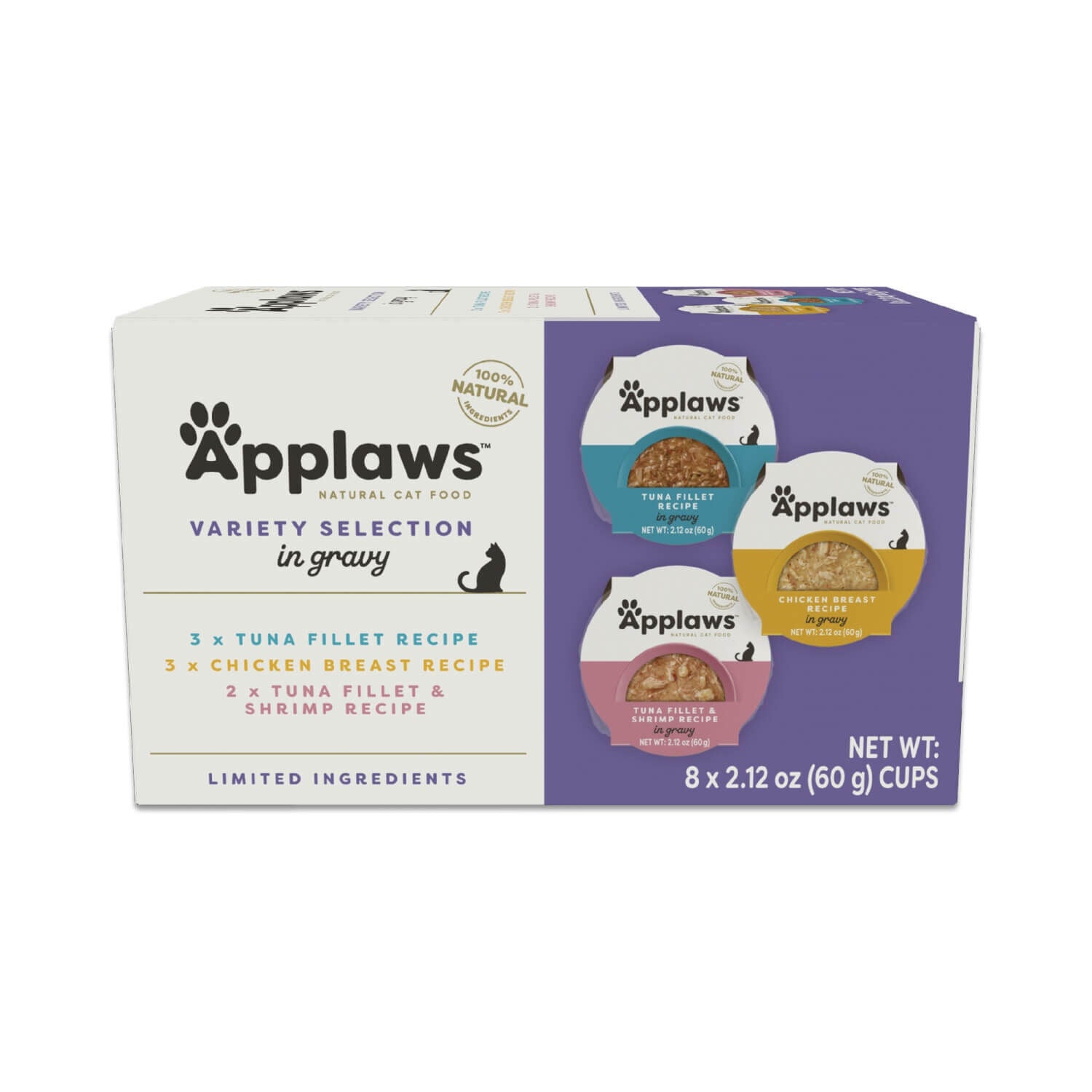 Applaws Natural Wet Cat Food In Gravy Variety Pack, 2.12Oz - 8 Pack