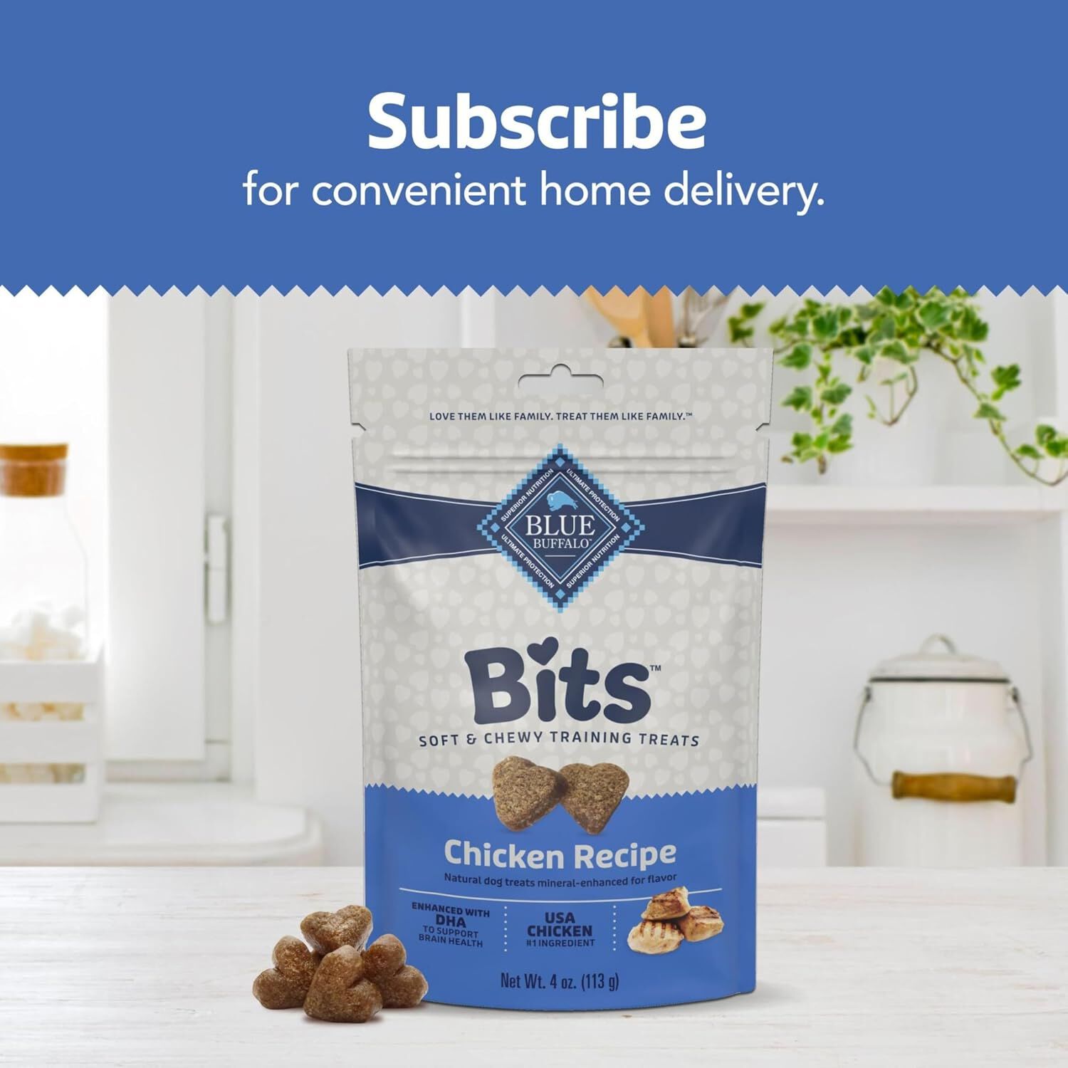 Blue Buffalo Blue Bits Soft-Moist Training Tasty Chicken Recipe Dog Treats, 4-Oz Bag