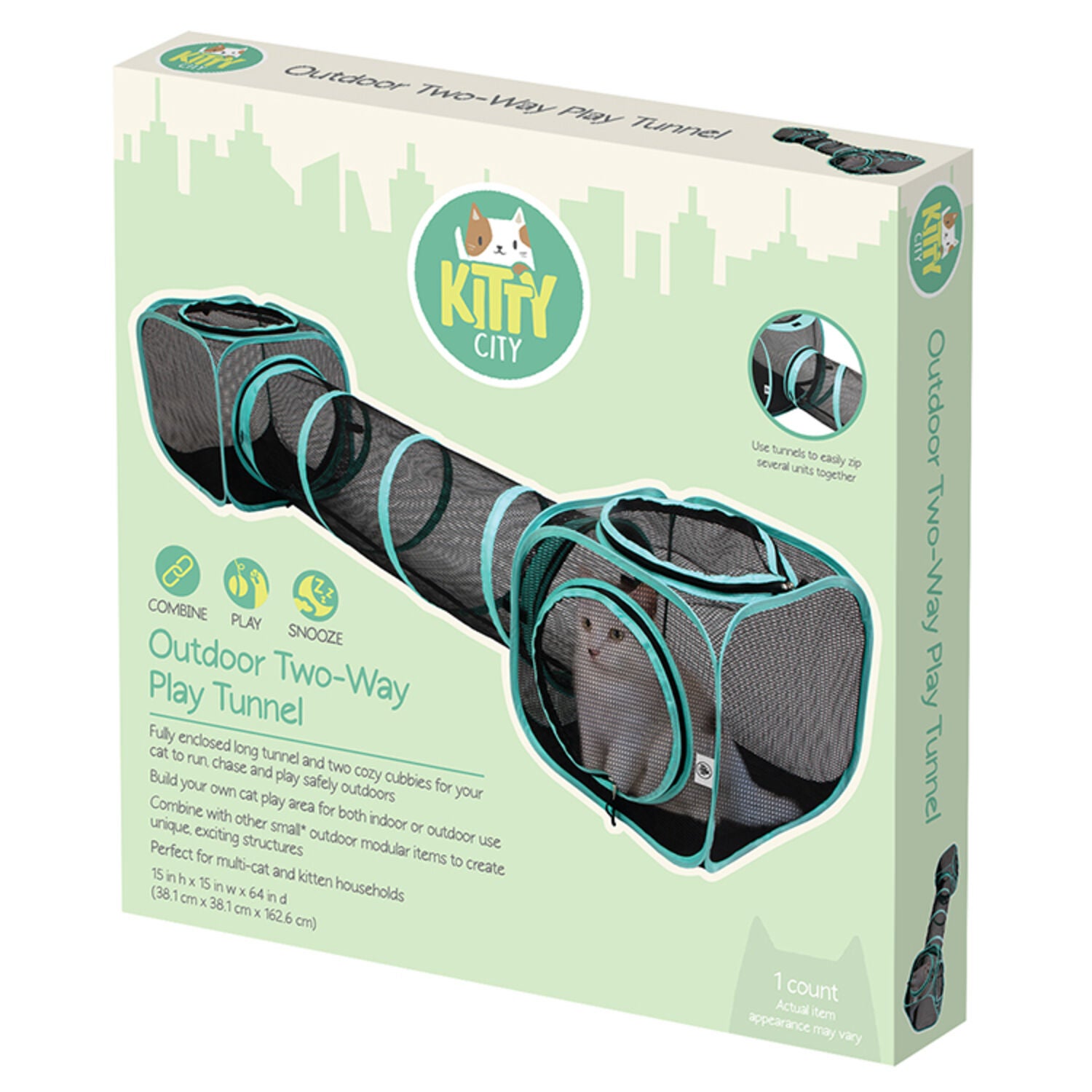 Kitty City Outdoor Two-Way Cat Tunnel, 64"