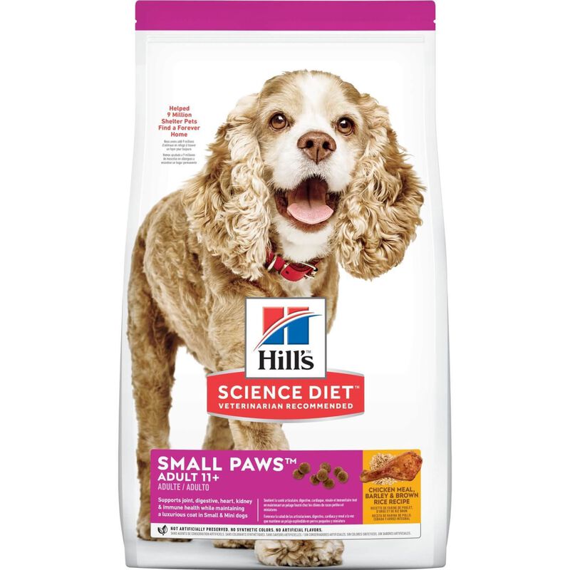 Senior 11+ Small Paws Chicken Meal, Barley & Brown Rice Recipe Dry Dog Food image number 1