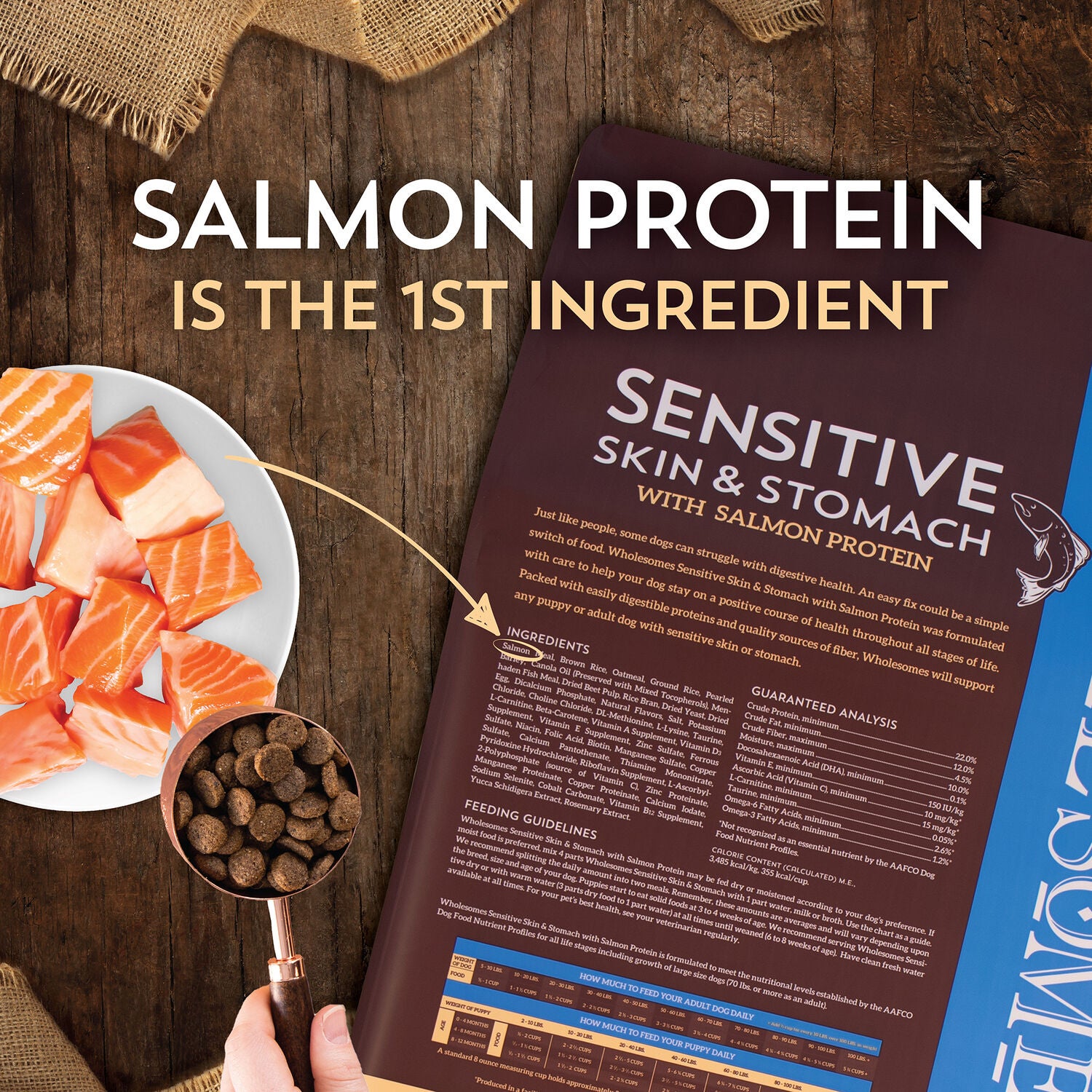 Wholesomes Sensitive Skin And Stomach Dry Dog Food, Salmon 30Lb