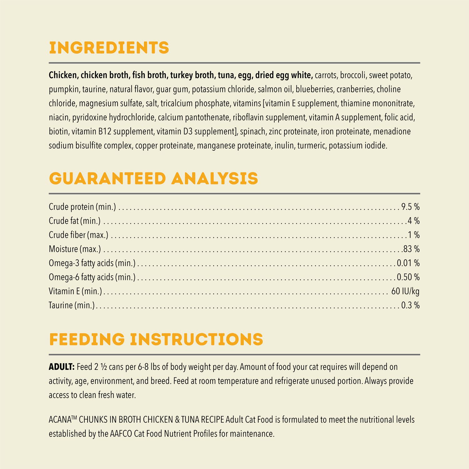 Acana Chunks In Broth Wet Cat Food; Chicken & Tuna Recipe, 3-Oz