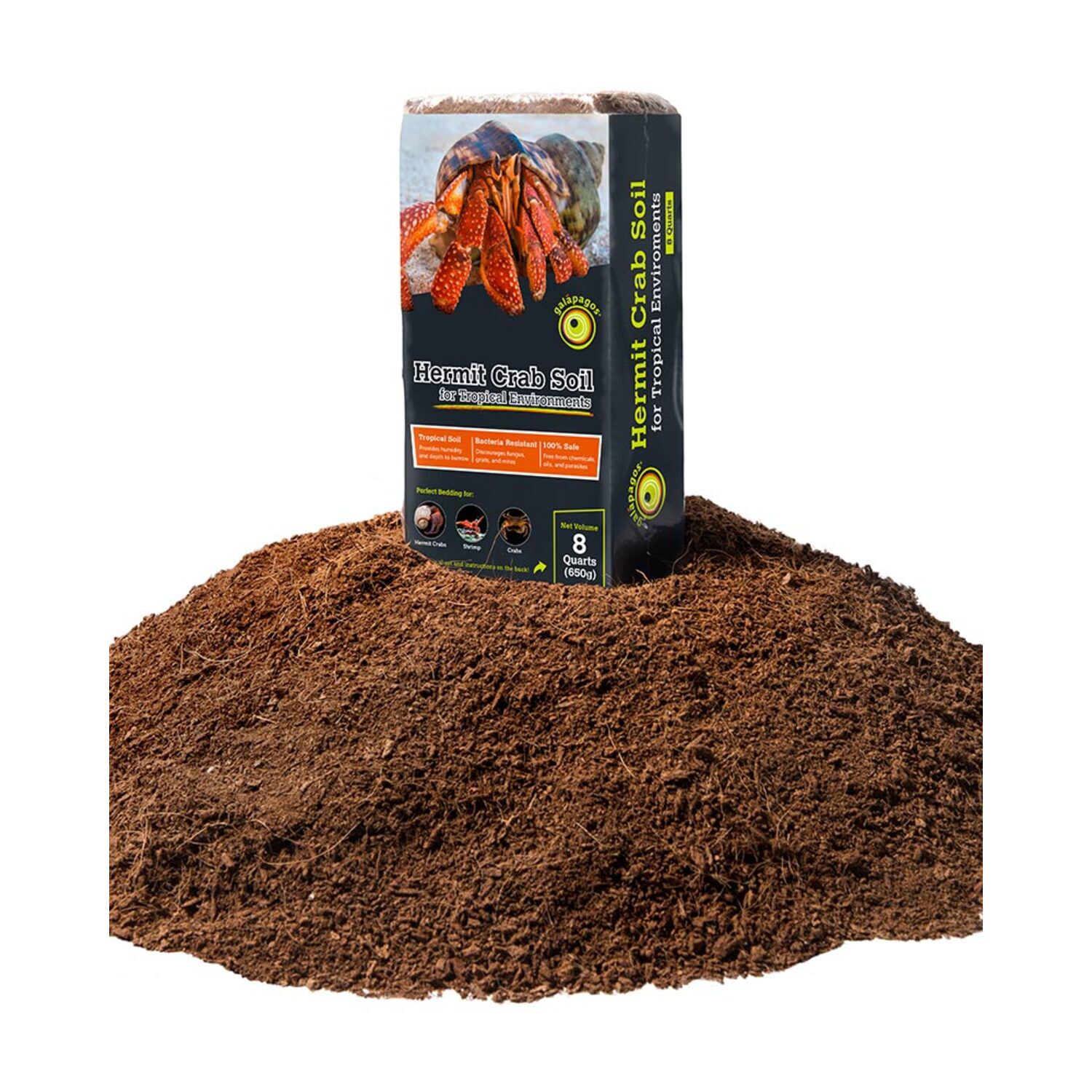 Gal&aacute;pagos Hermit Crab Soil Substrate, Compressed Brick, 8Qt