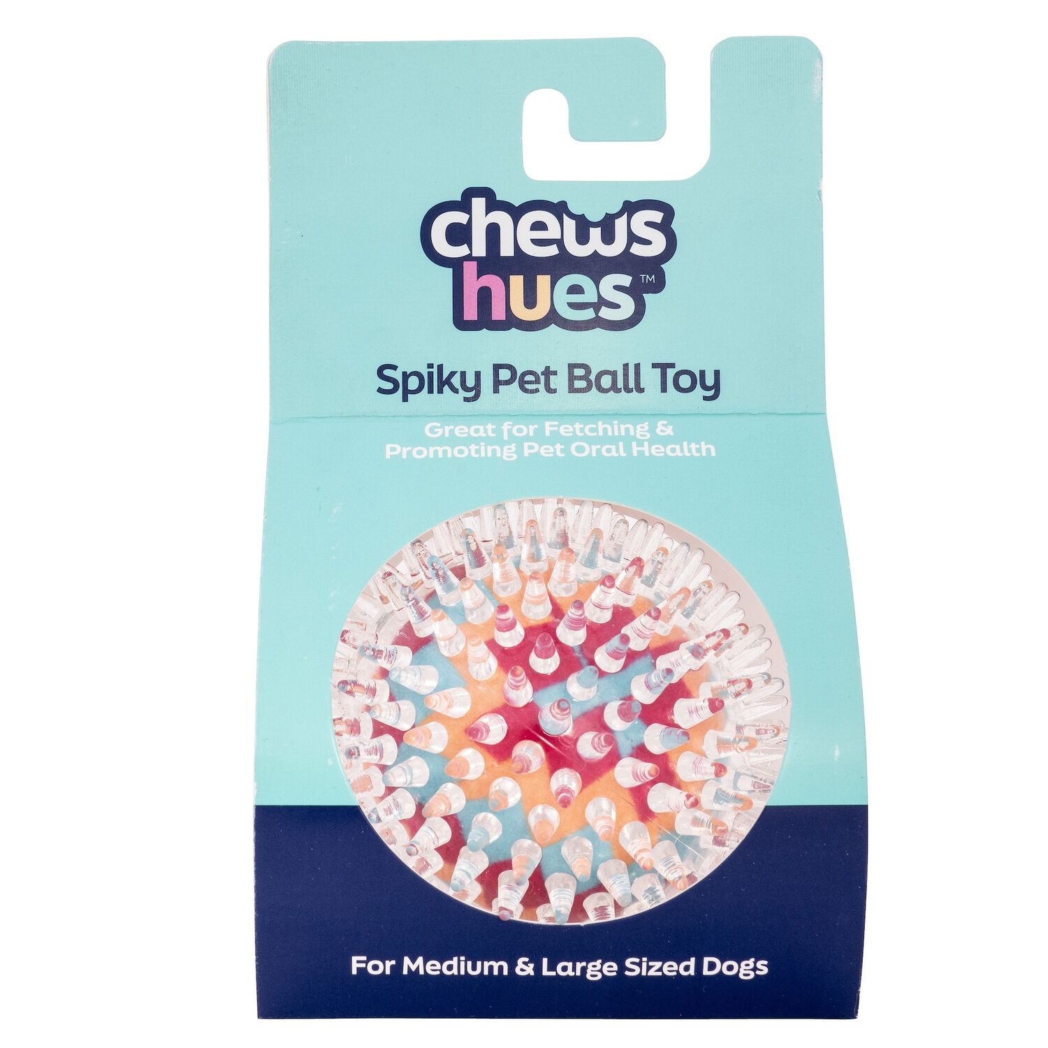 Chews Hues Spikey Multi-Color Squeaker Durable Ball Dog Toy For Medium To Large Sized Dogs