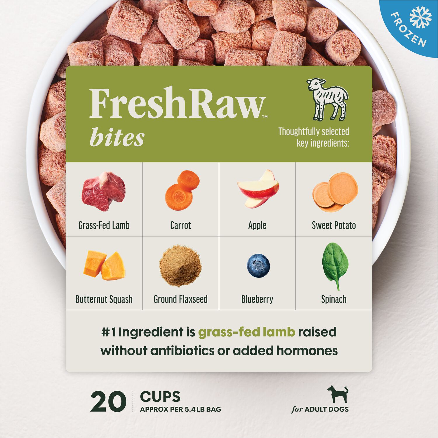 Instinct Raw Grass-Fed Lamb Bites Frozen Dog Food, 5.4-Lb