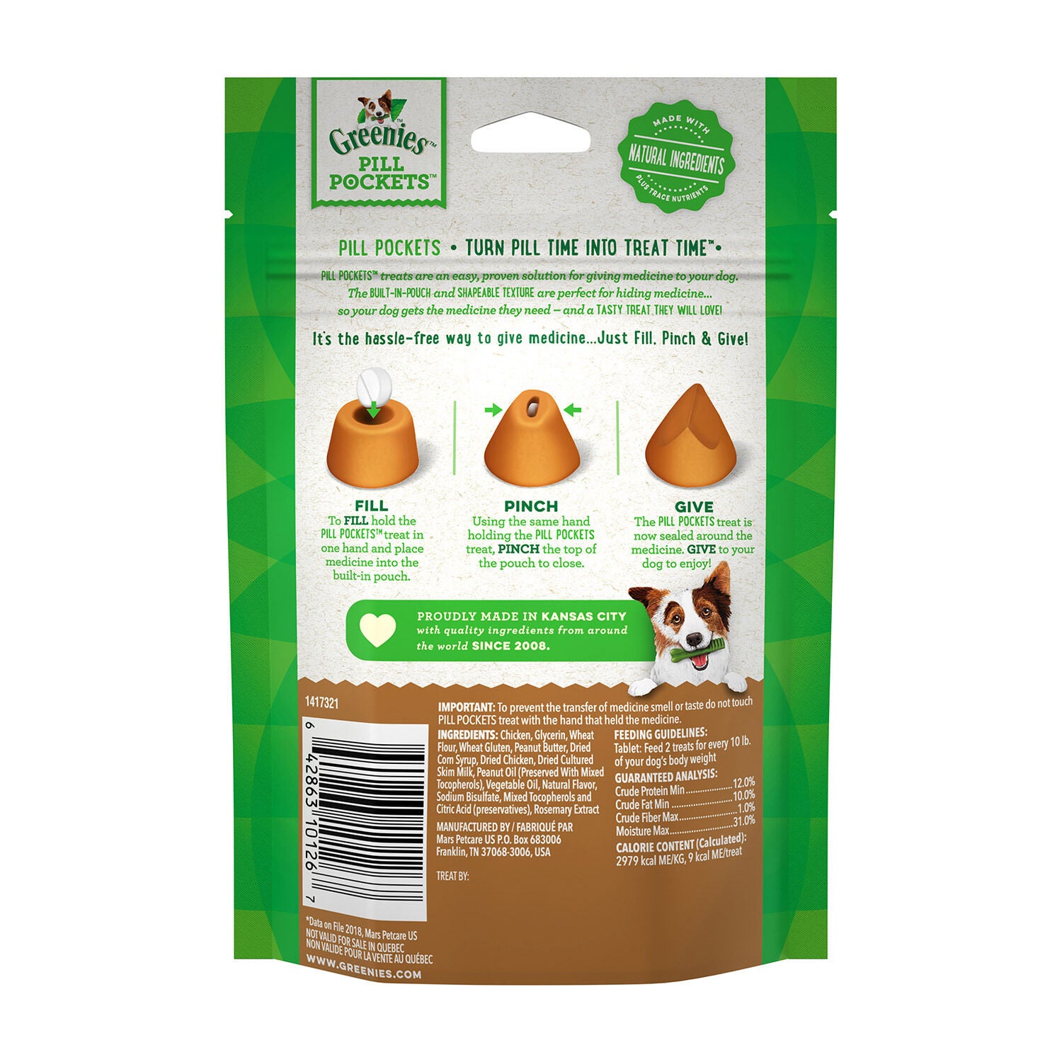 Pill Pockets With Real Peanut Butter Tablets 3.2oz Pet Supermarket