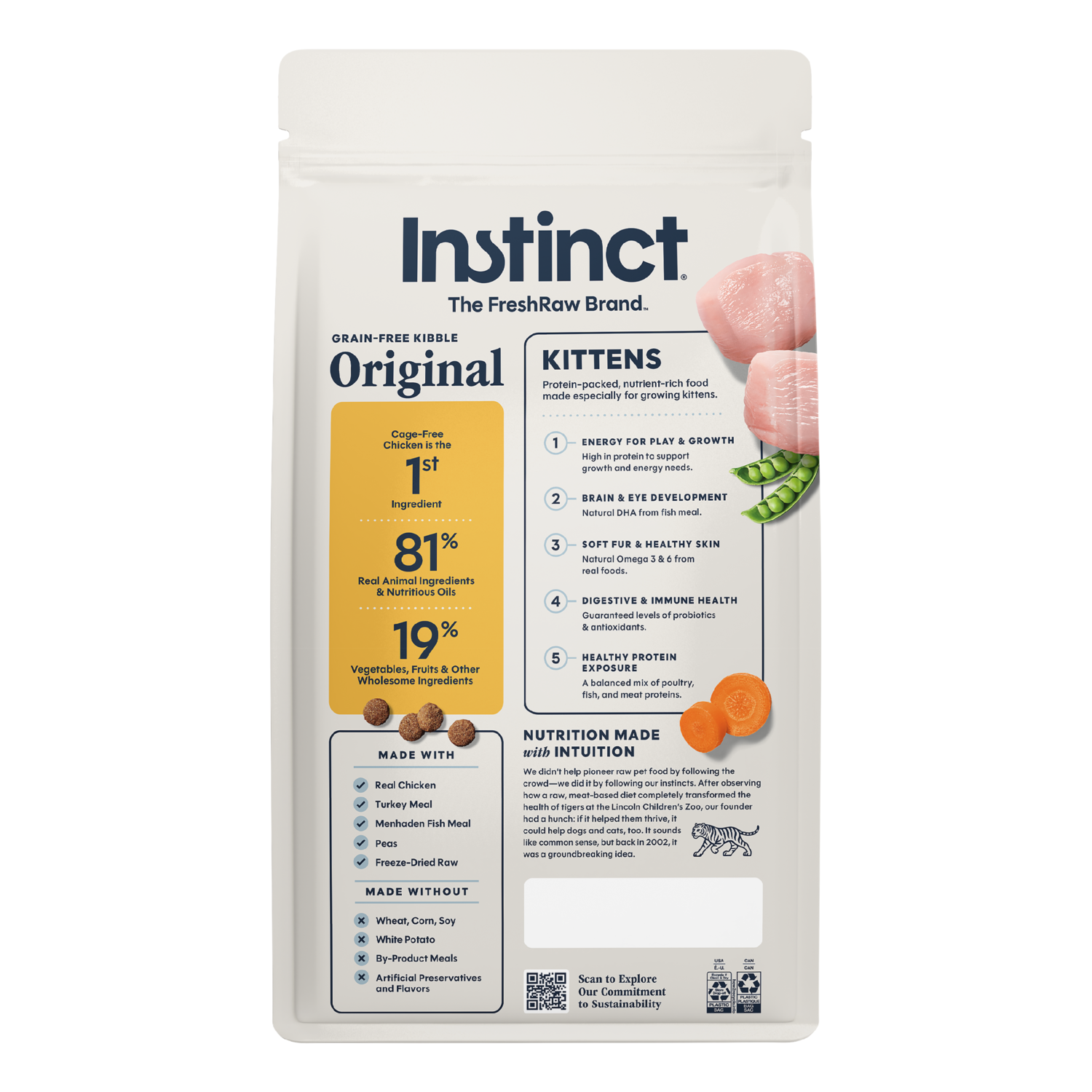 Instinct Original Kitten Grain-Free Recipe With Real Chicken Dry Cat Food, 4.5-Lb Bag