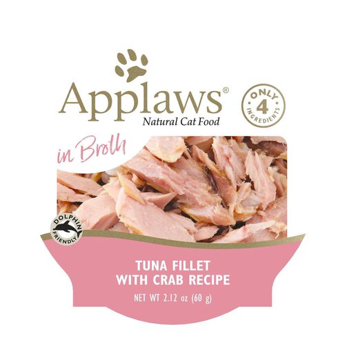 Applaws Natural Limited Ingredient Tuna Fillet With Crab In Broth Wet Cat Food, 2.12oz