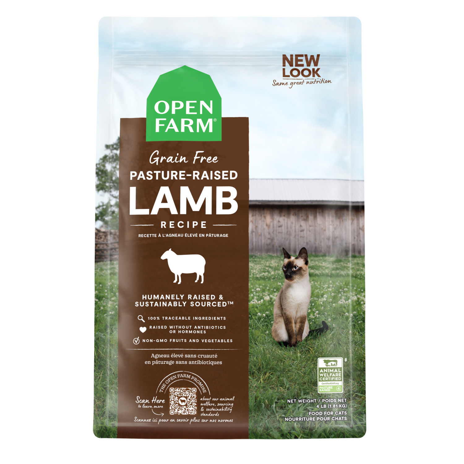 Open Farm Grain-Free Pasture Raised Lamb Recipe Dry Cat Food, 4Lb