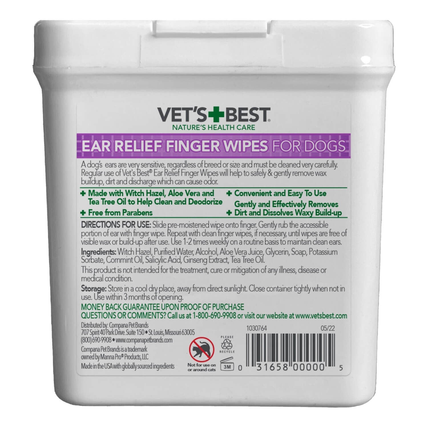 Vet's Best Ear Relief Finger Wipes For Dogs, 50 Ct