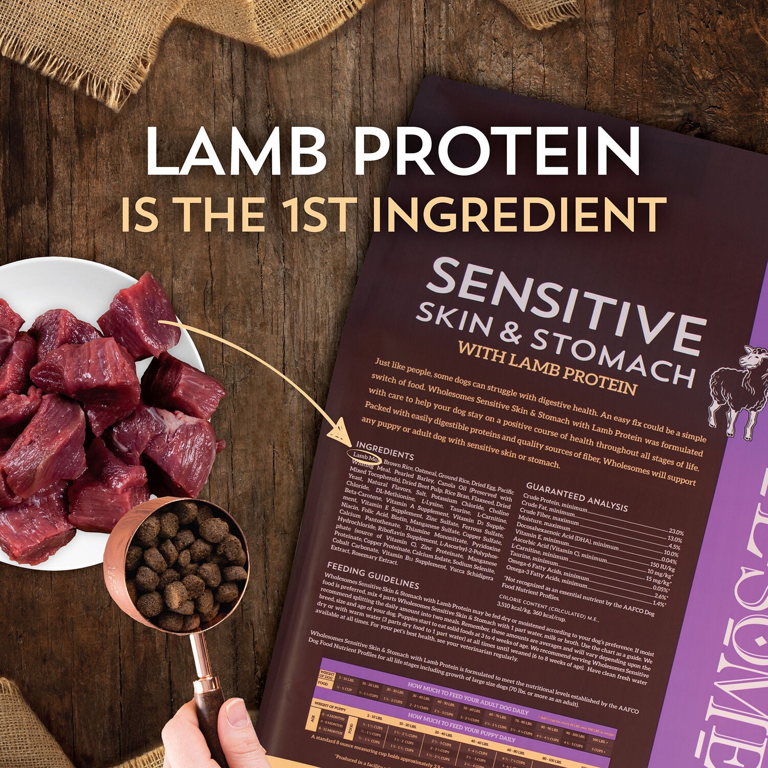 Wholesomes Sensitive Skin And Stomach Dry Dog Food, Lamb, 30Lb