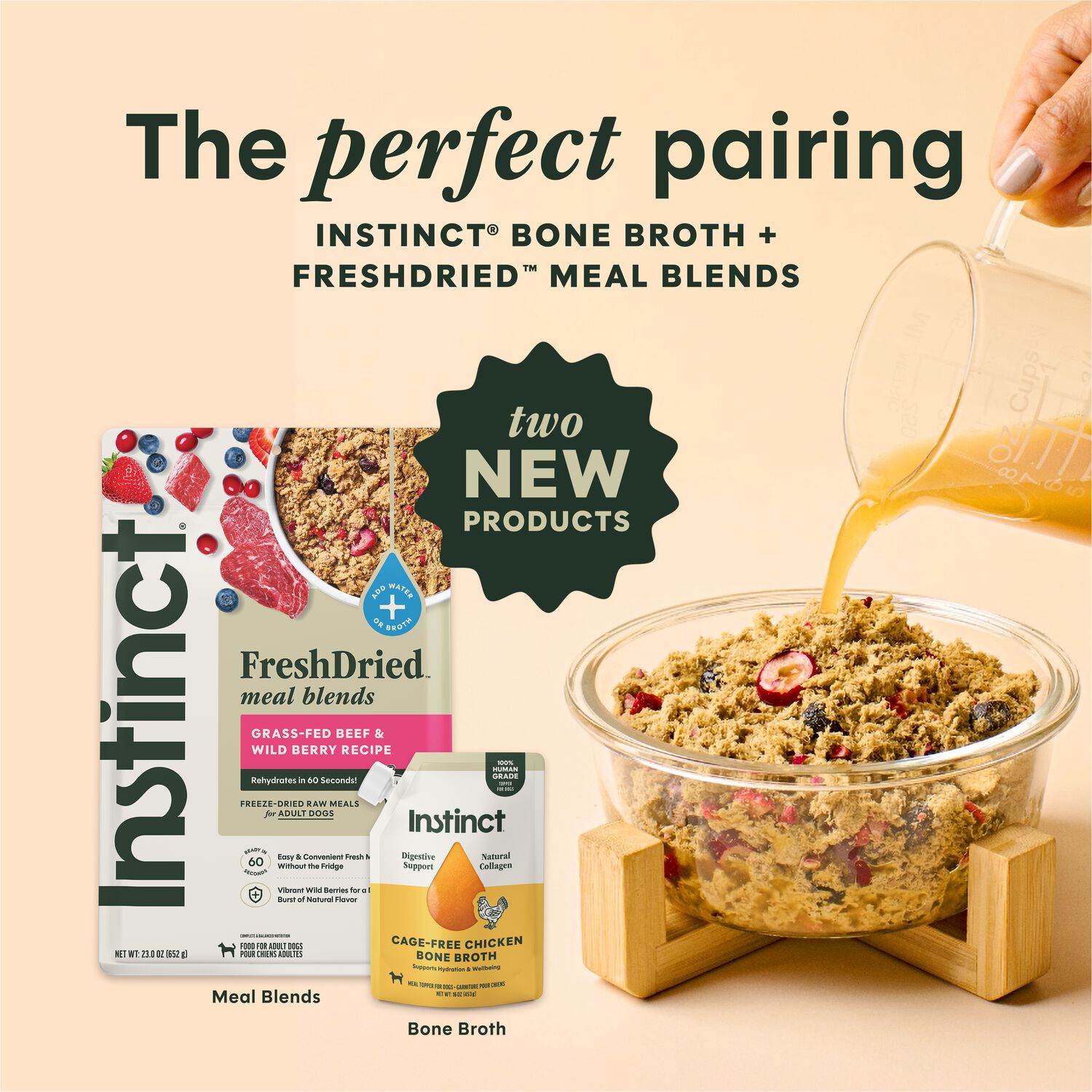 Instinct Cage-Free Chicken Bone Broth Dog Food Topper, 16-Oz Resealable Pouch