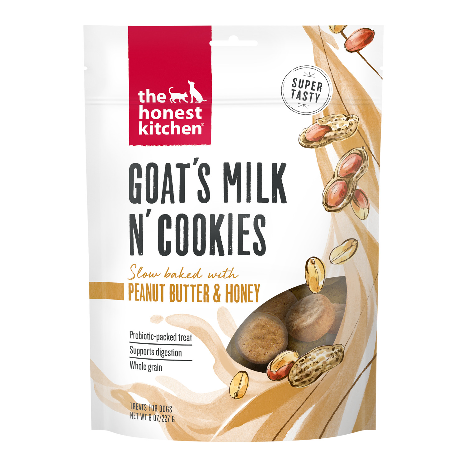 The Honest Kitchen Goat's Milk N' Cookies Slow Baked With Peanut Butter & Honey Biscuit Dog Treats, 8-Oz