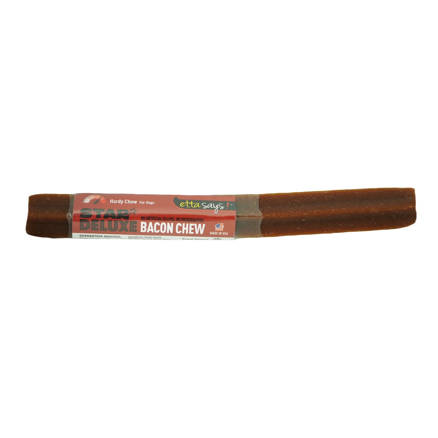 Etta Says! Star Deluxe Rawhide-Free Natural Dog Chew Treat, Bacon Flavor, 7-Inch