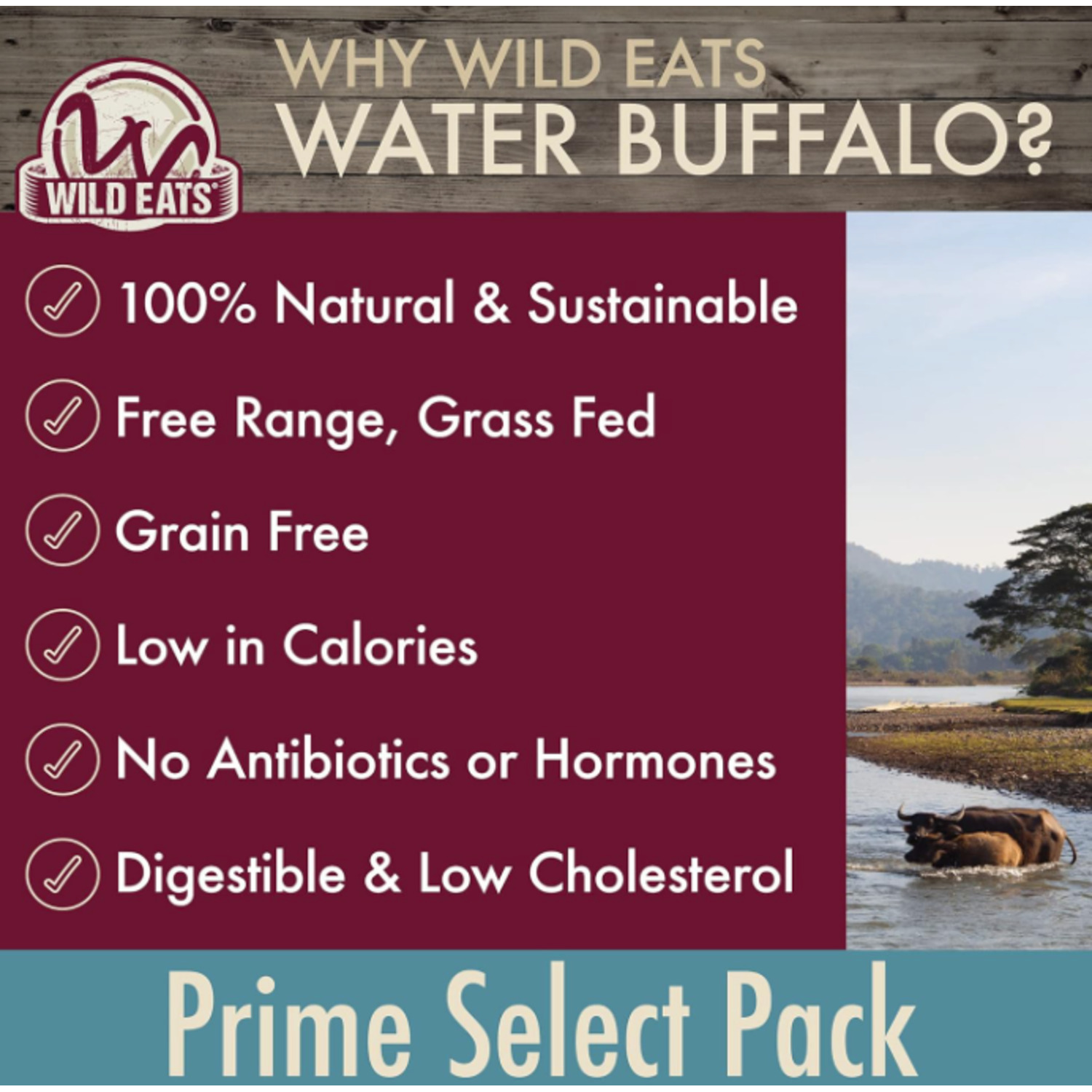 Wild Eats Prime Select Water Buffalo Dog Treats, Variety Pack - 7 Count