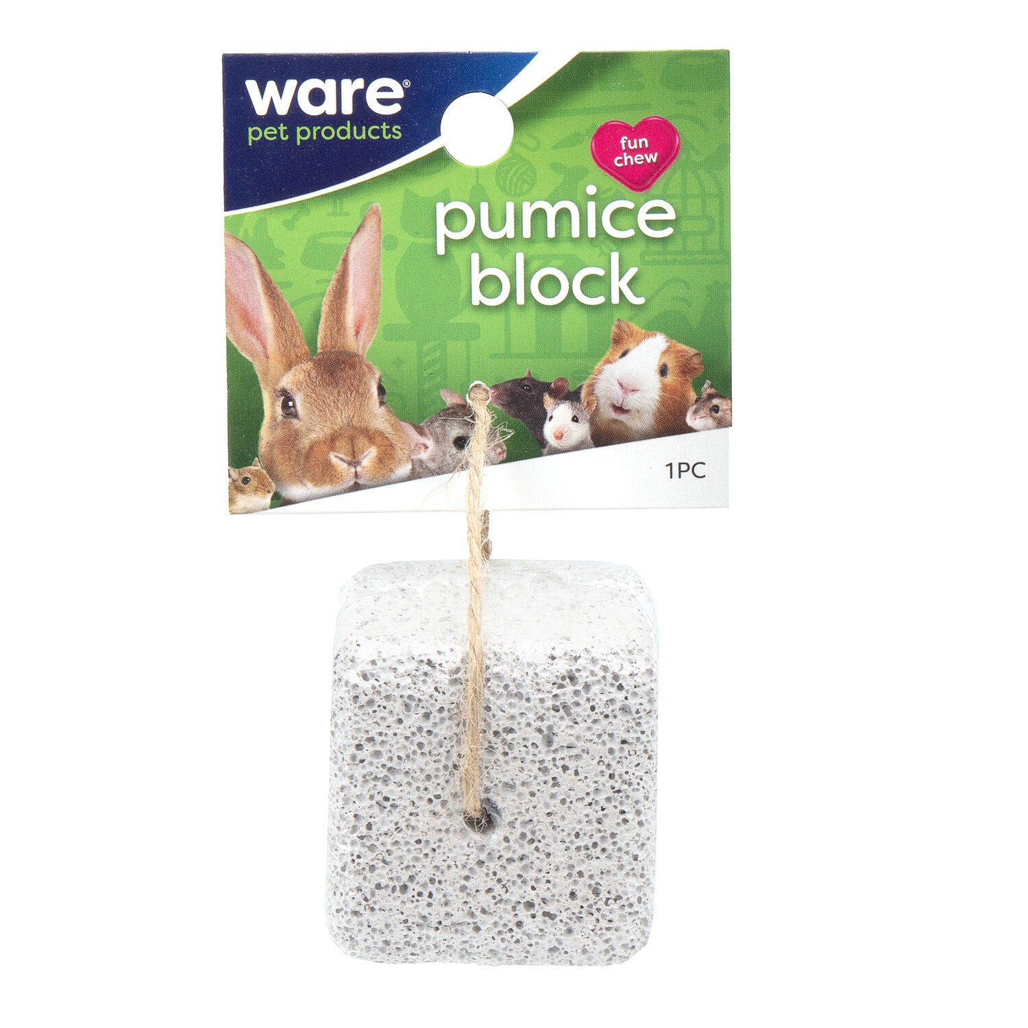 Ware Pumice Block With Jute String Small Animal Toy