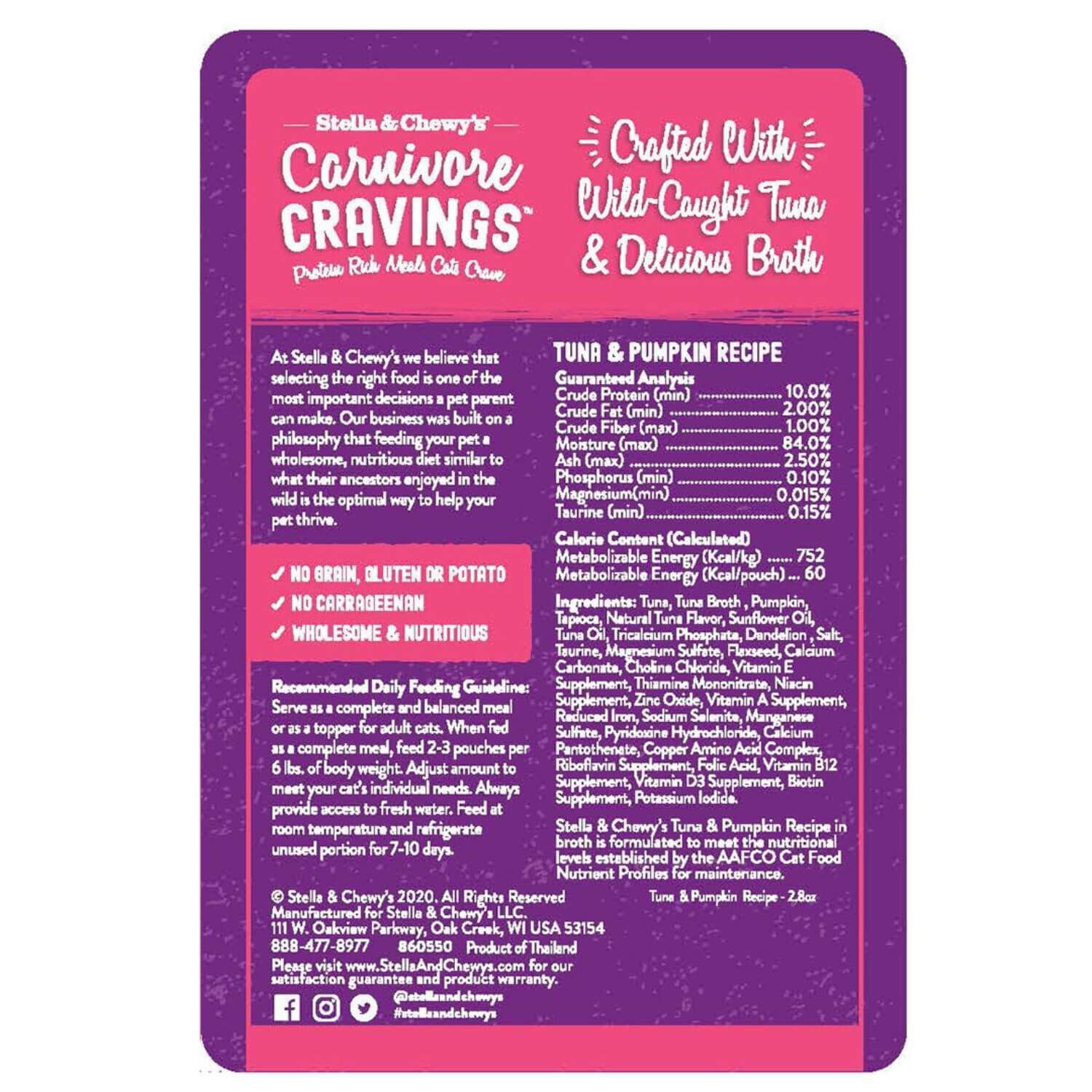 Stella & Chewy's Carnivore Cravings Tuna & Pumpkin Recipe Cat Food