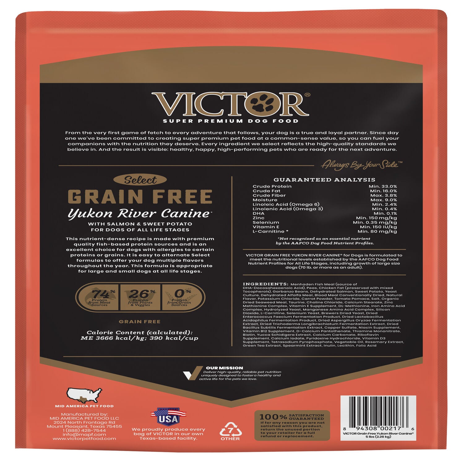 Victor dog food serving top size