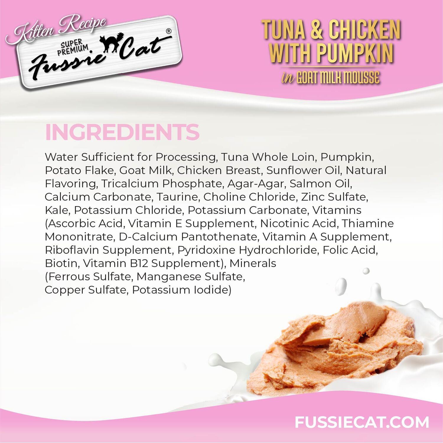 Fussie Cat Super Premium Tuna & Chicken With Pumpkin In Goat Milk Mouse Wet Cat Food For Kittens, 2.47-Oz - 12 Pack