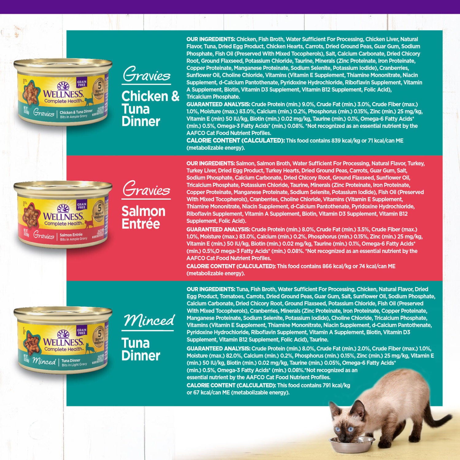 Wellness Complete Health Tasty Textures Adult Wet Cat Food, Natural, Protein-Rich, Grain-Free Salmon, Tuna, And Chicken Variety Pack, 3-Oz Pack Of 12