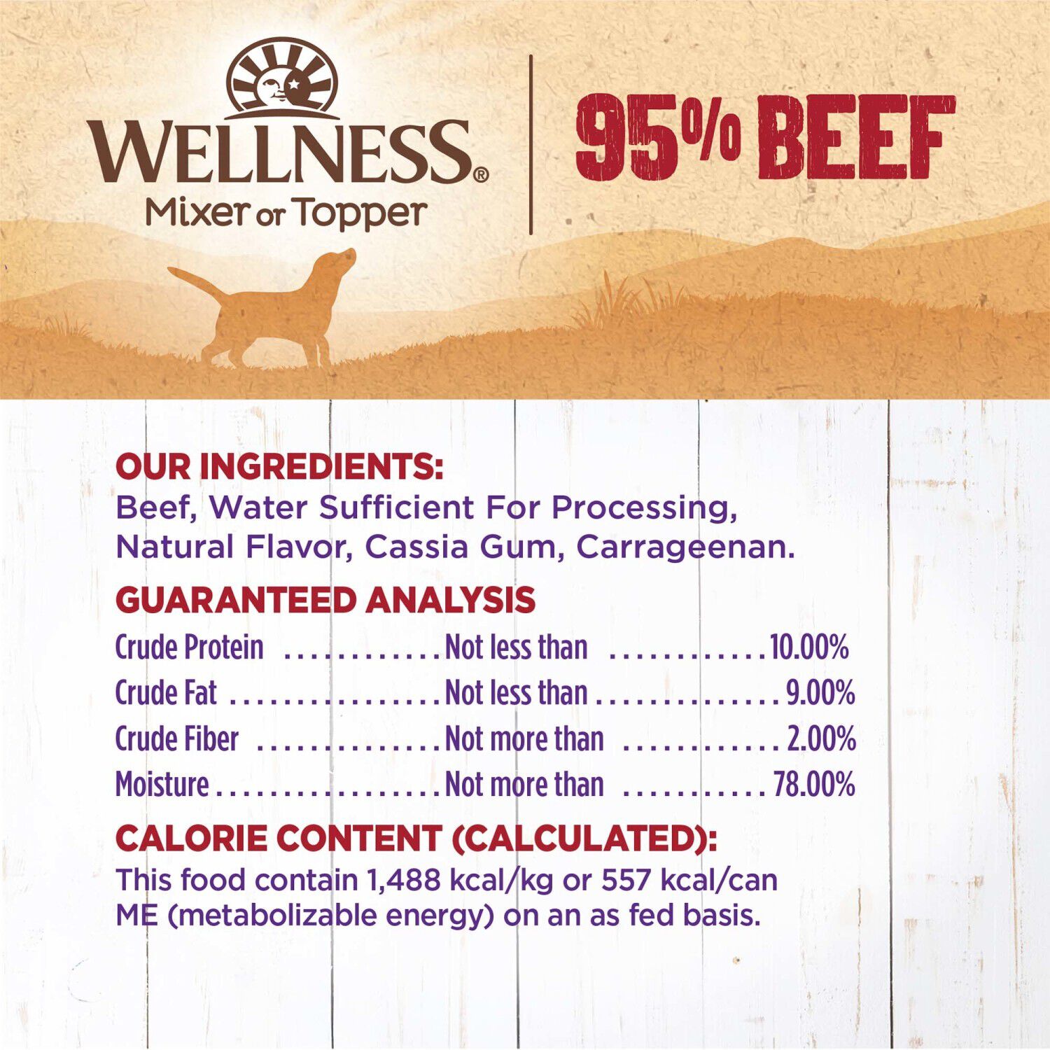 Wellness 95% Beef Natural Wet Grain Free Canned Dog Food, 13.2-Ounce Can