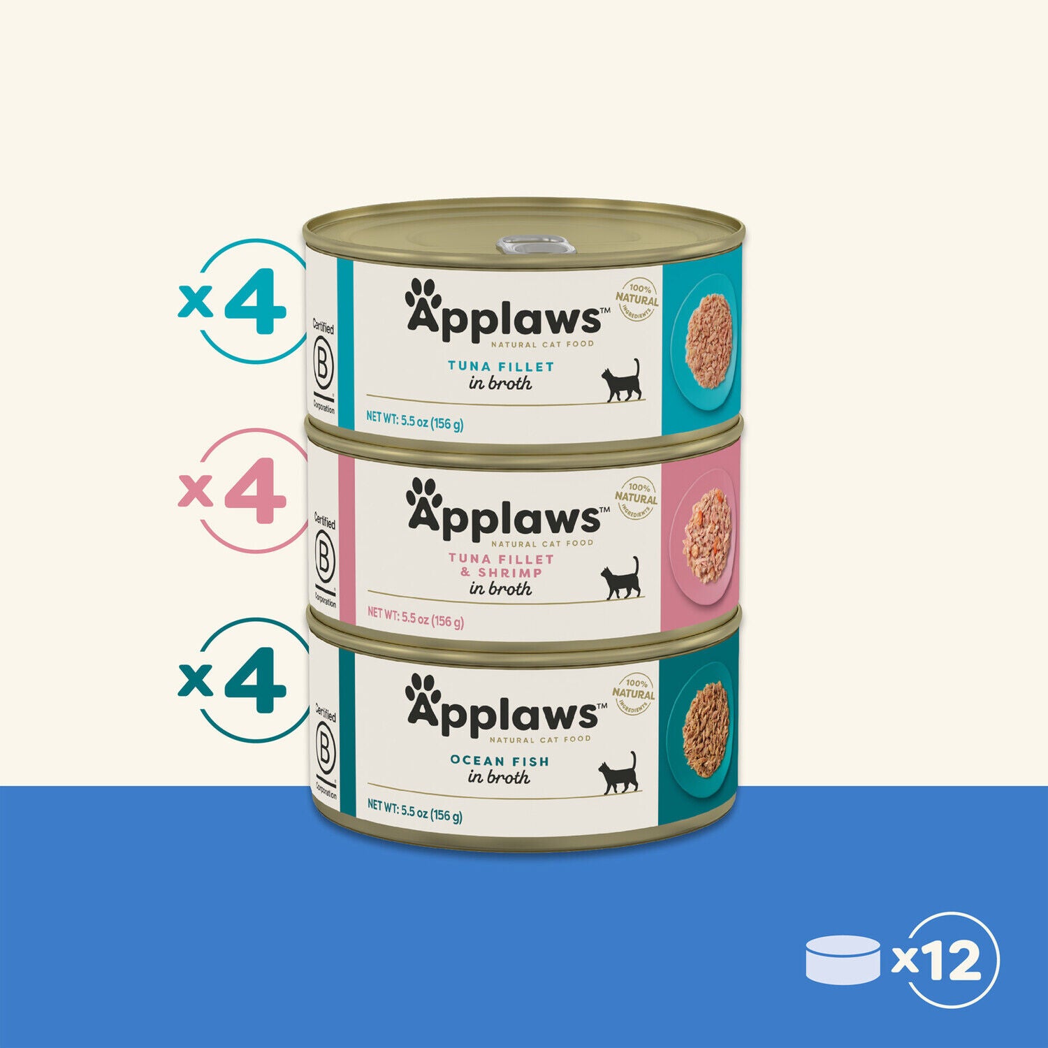 Applaws&trade; Natural Wet Cat Food Fish Variety Pack Selection In Broth, 5.5-Oz Pack Of 12