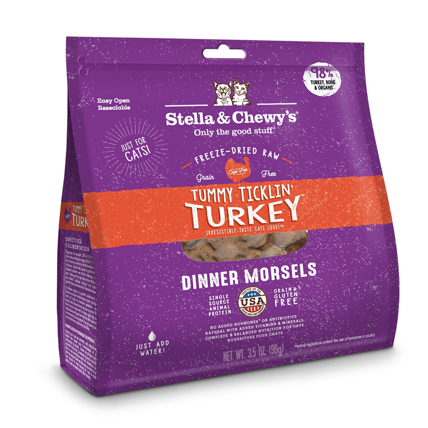 Stella & Chewy's Freeze Dried Dinner Morsels Cat Food, Tummy Ticklin' Turkey Recipe, 3.5-Ounce