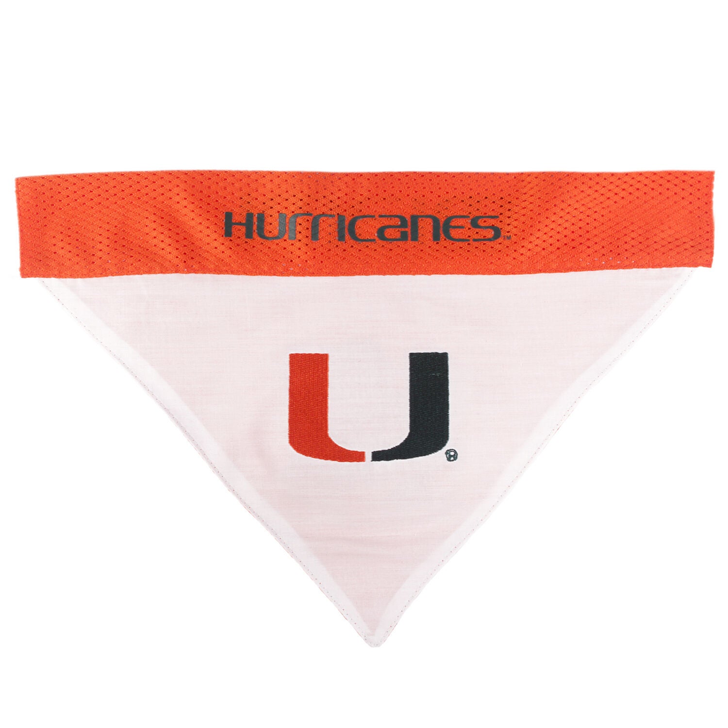 Pets First Ncaa Collegiate University Of Miami Hurricanes Reversible Dog Bandana, Large/Extra Large