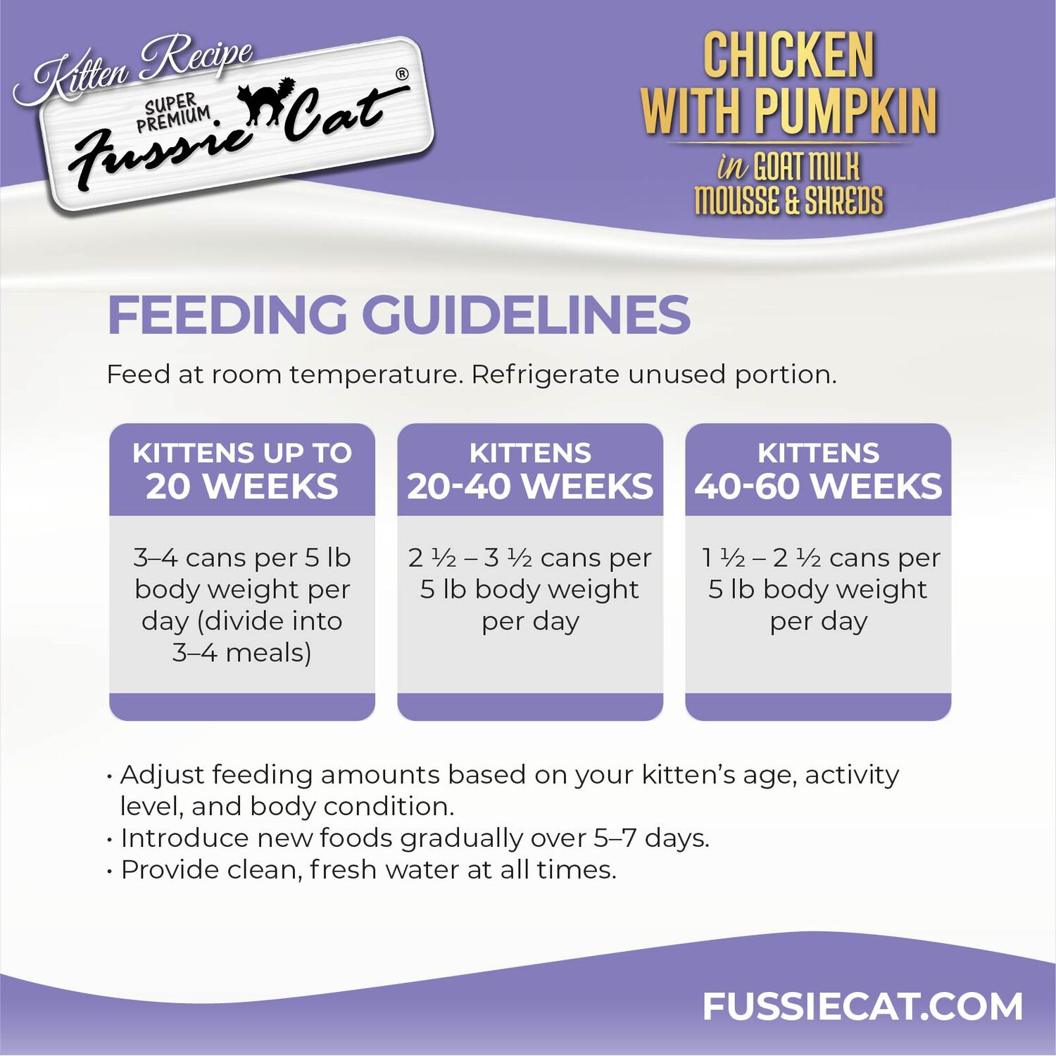 Fussie Cat Super Premium Chicken With Pumpkin In Goat Milk Mouse & Shreds Wet Cat Food For Kittens, 2.47-Oz Can