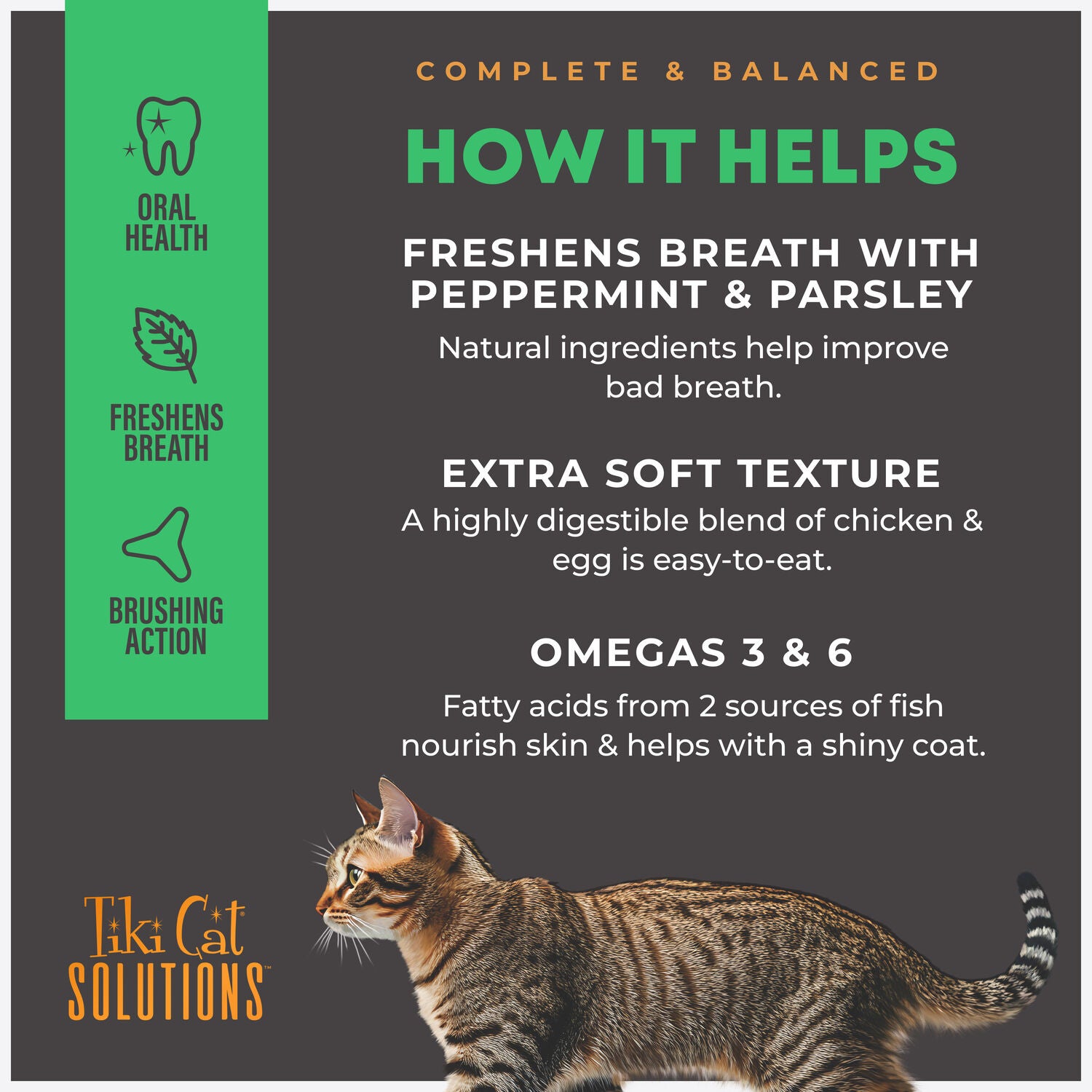Tiki Cat Solutions Dry Cat Food, Dental Health, Chicken Recipe, 2.8-Lb Bag
