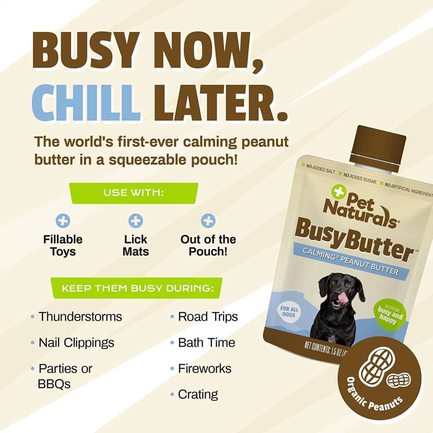 Pet Naturals Busy Butter Organic Calming Peanut Butter Dog Treat & Lick Mat Combo