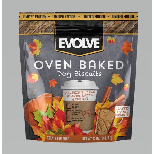 Evolve Oven Baked Pumpkin Spice Latte Flavor Dog Biscuit Treats
