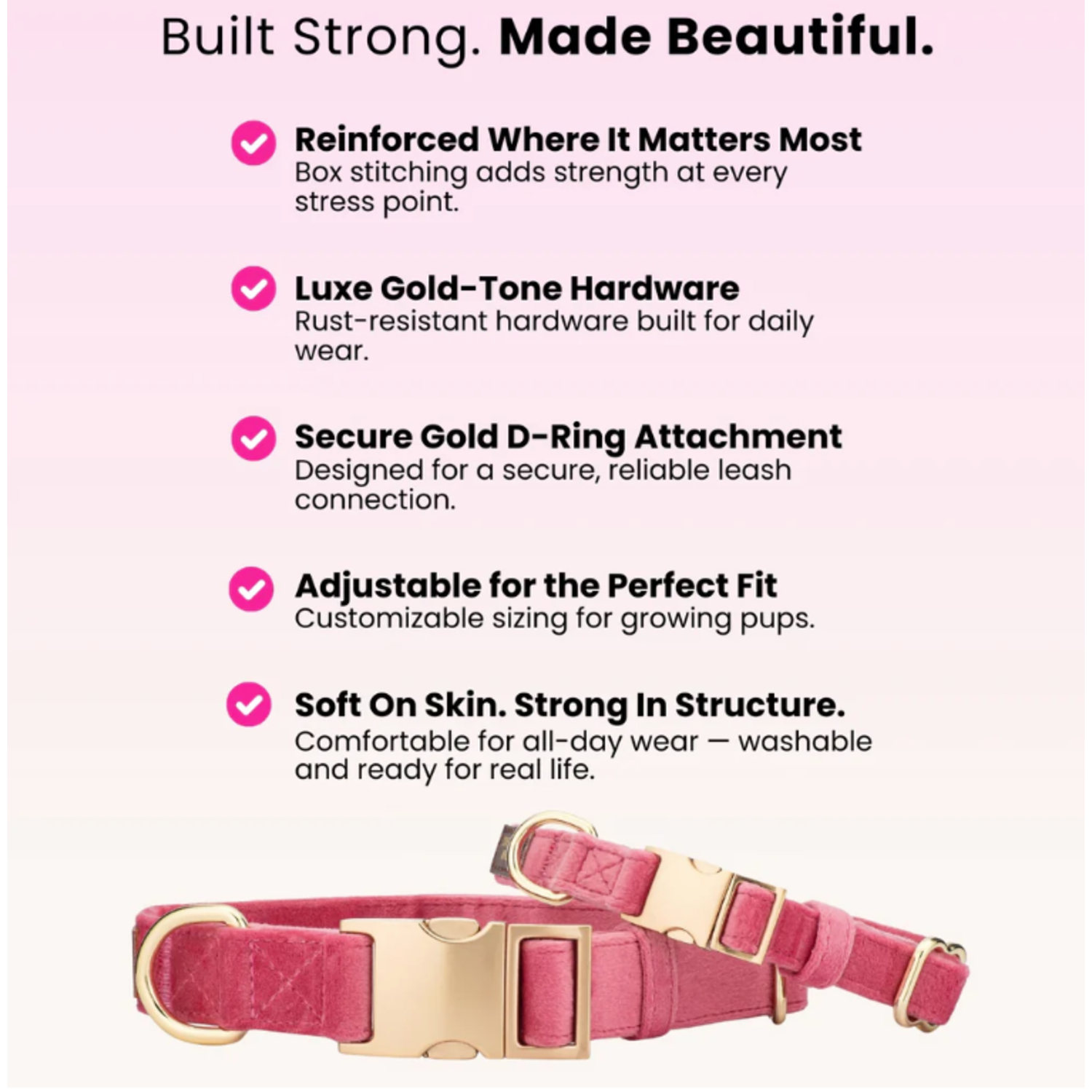Pink Papyrus August Velvet With Gold Buckle Adjustable Dog Collar, Purple, Small, 11-16"