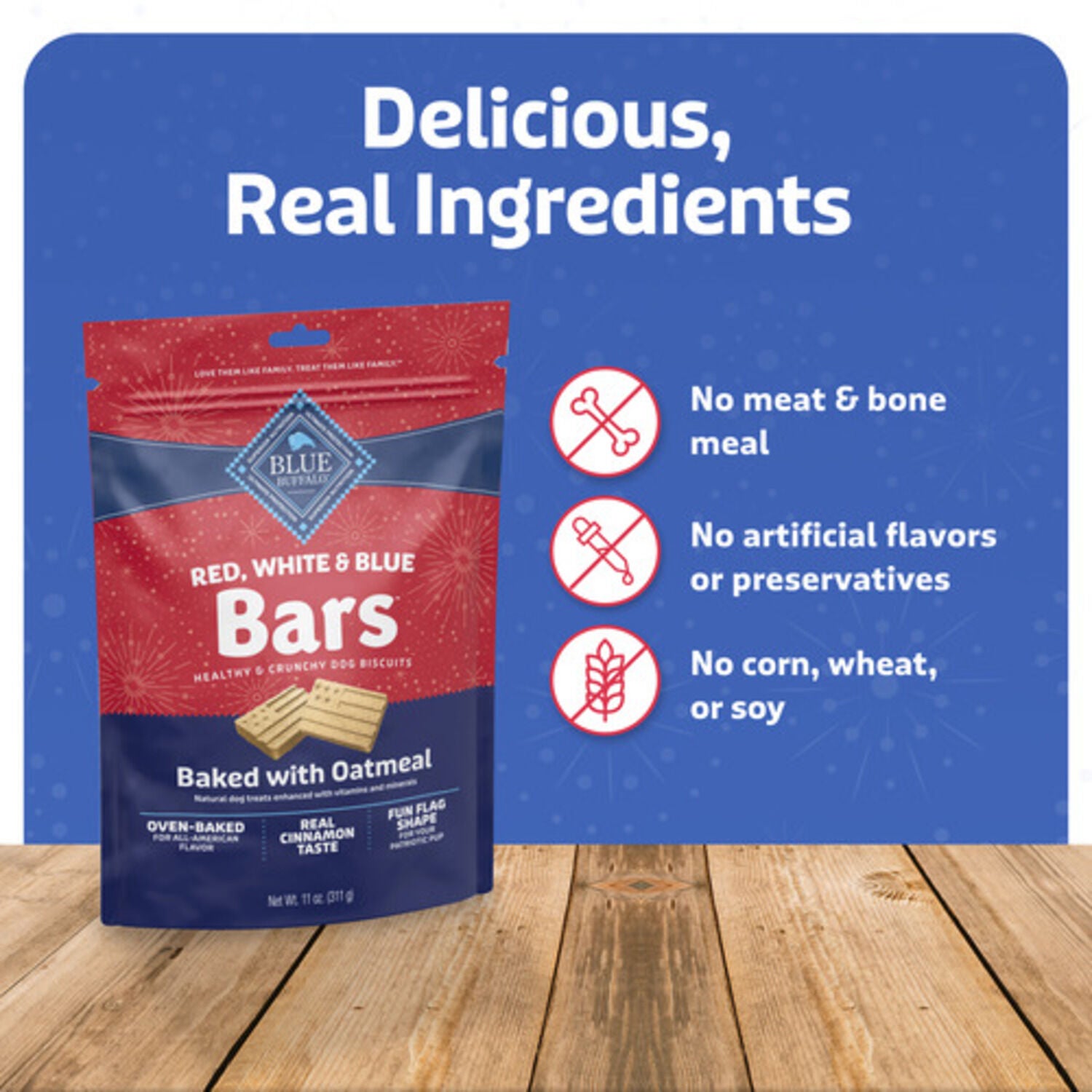 Blue Buffalo Red, White & Blue Bars Oven-Baked Crunchy Dog Treats, Pumpkin & Cinnamon Flavor, 11-Oz